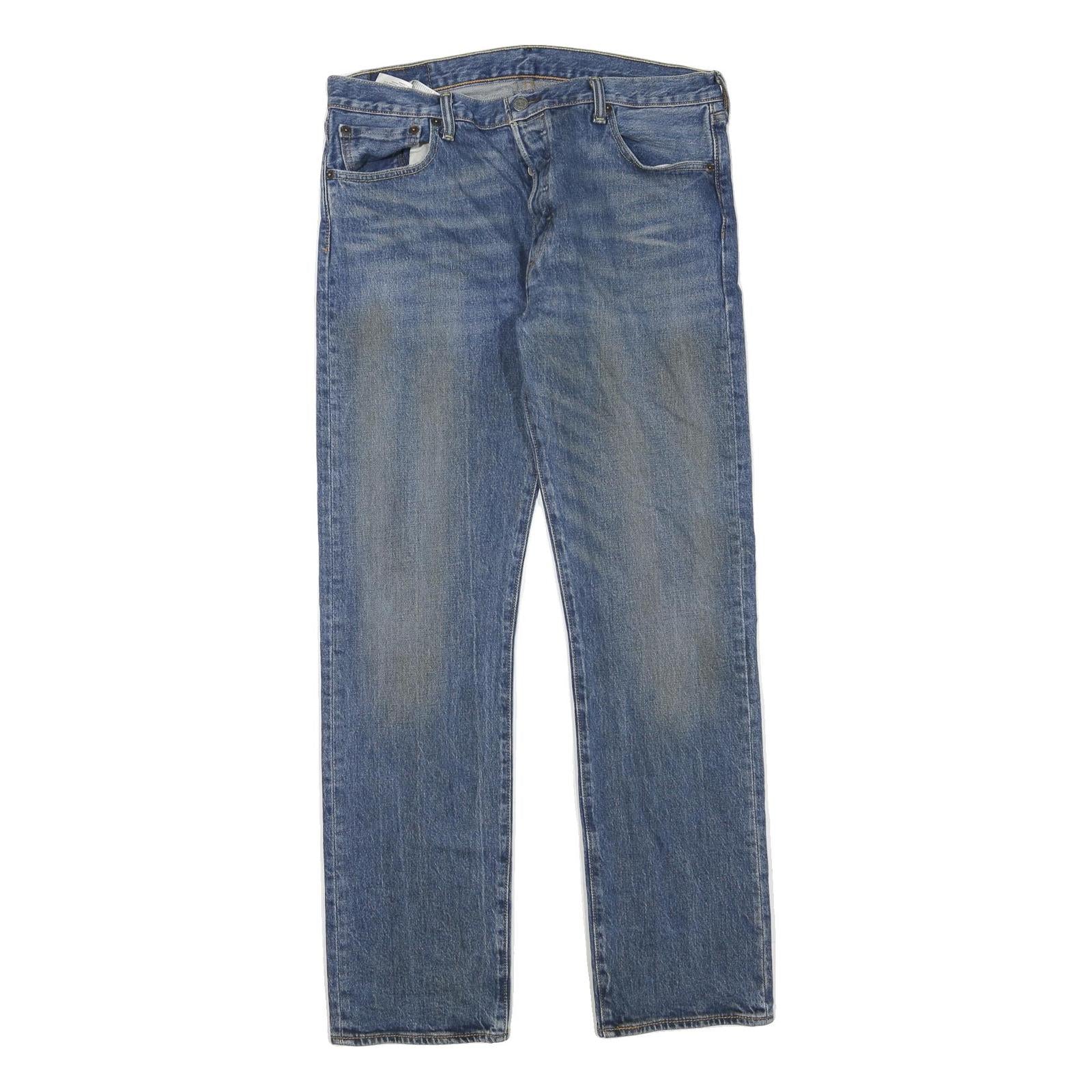 LEVI'S 501 Mens Jeans Blue Regular Straight Denim Medium W34 L32 Classic Button Refurbished - N/A refurbished available on Cerqular