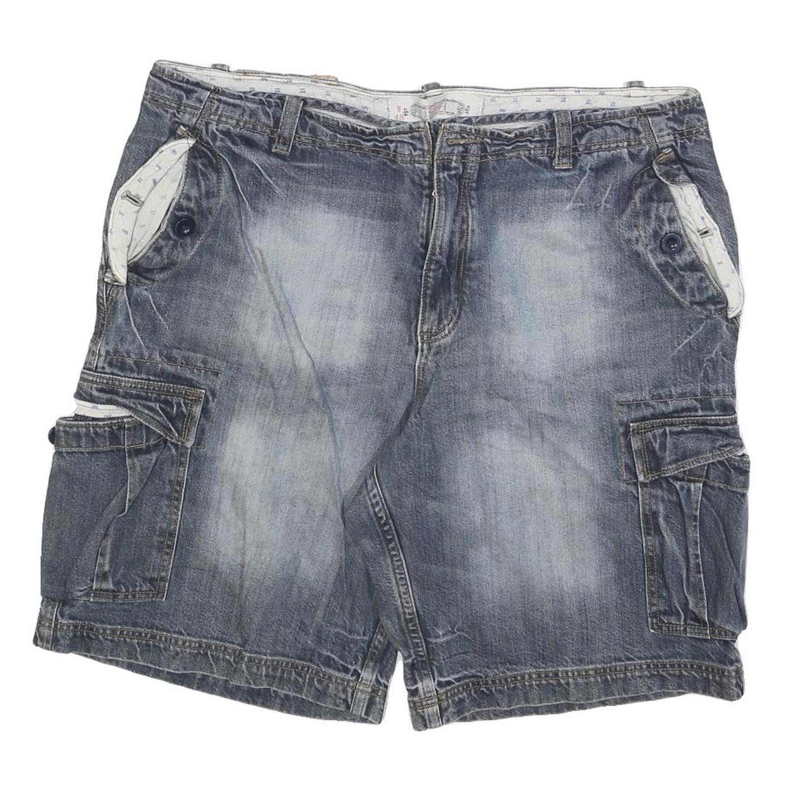 SPF Mens Denim Blue Cargo Shorts XL W38 Cotton Blend Casual Pockets Refurbished - N/A refurbished available on Cerqular