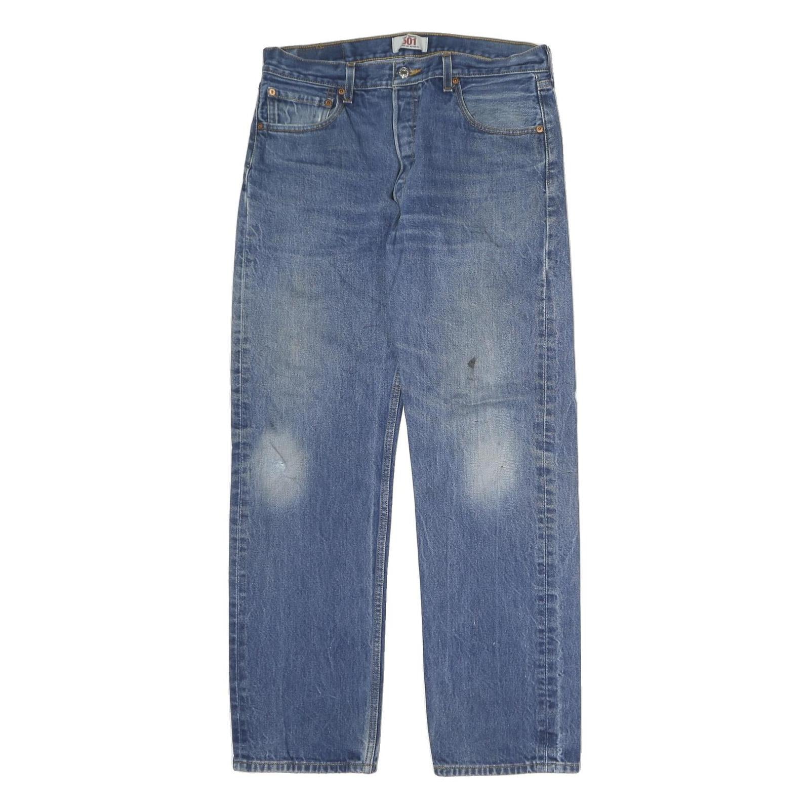 LEVI'S 501 Mens Jeans Blue Regular Straight Denim Medium W35 L34 Classic Button Refurbished - N/A refurbished available on Cerqular