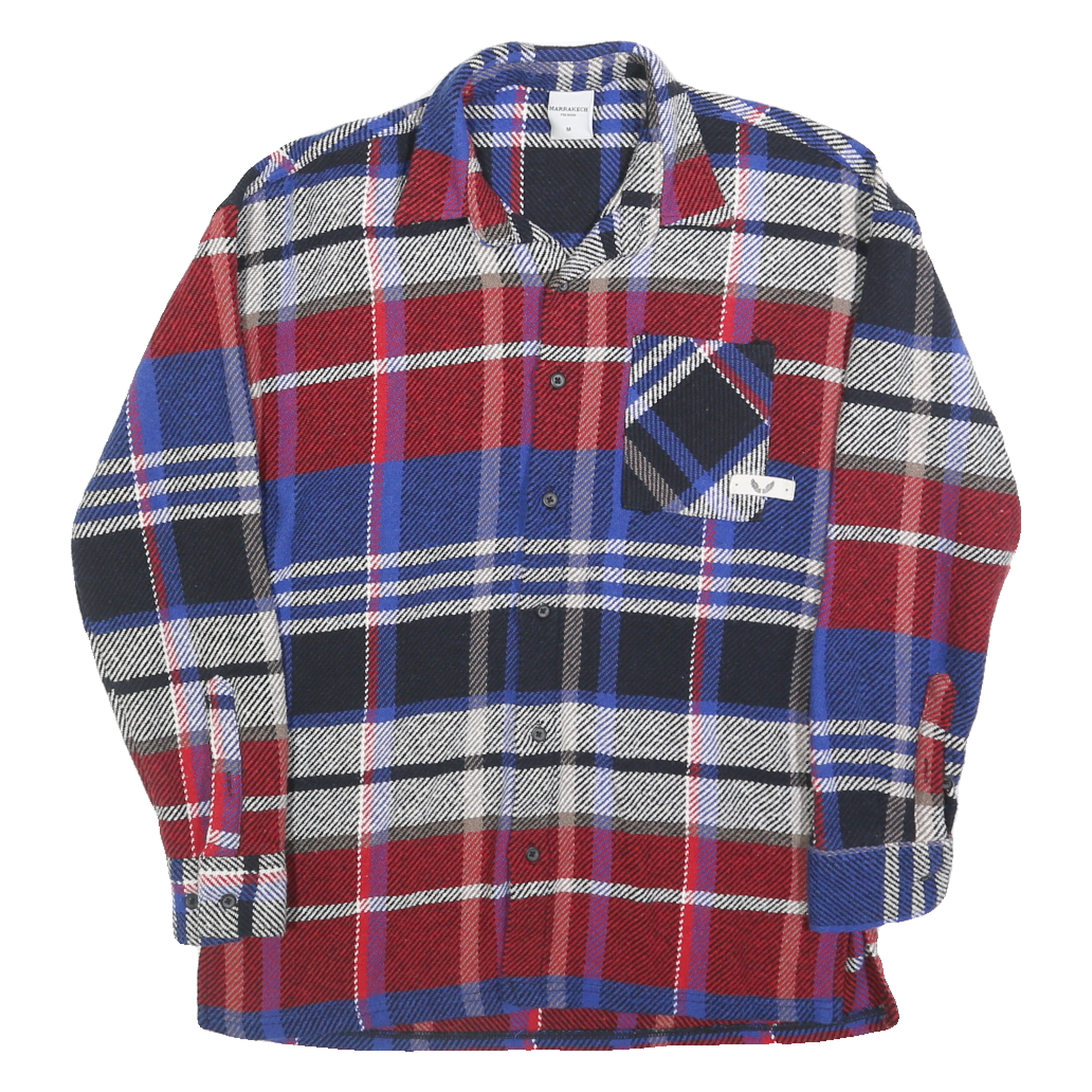 MARRAKECH Mens Blue & Red Plaid Shirt M Cotton Blend Long Sleeve Casual Checked Refurbished - N/A refurbished available on Cerqular