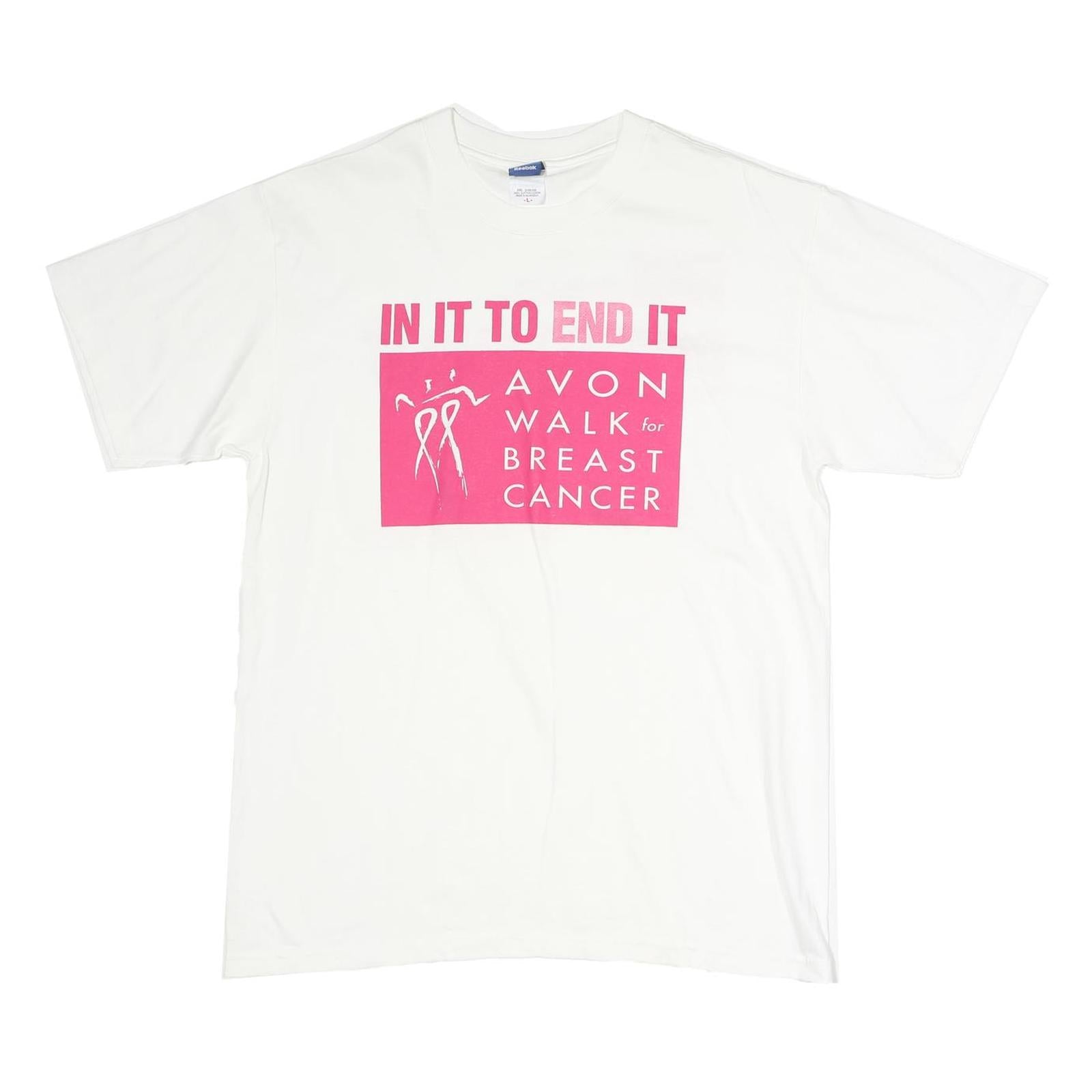 REEBOK Womens White & Pink Breast Cancer Awareness T-Shirt L Short Sleeve Crew Refurbished - N/A refurbished available on Cerqular