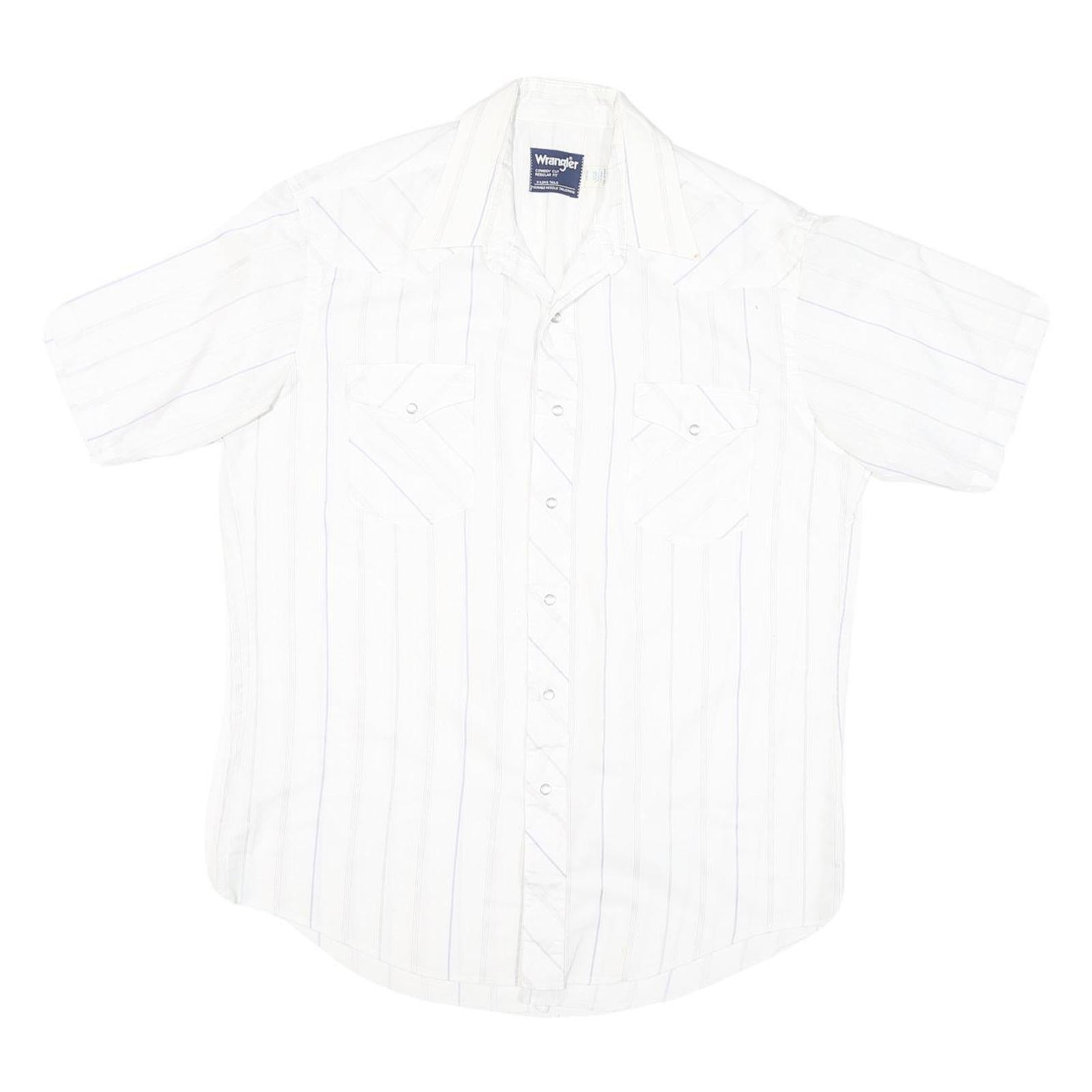 WRANGLER Mens White & Light Blue Striped Western Shirt XL Button Snap Fastening Refurbished - N/A refurbished available on Cerqular