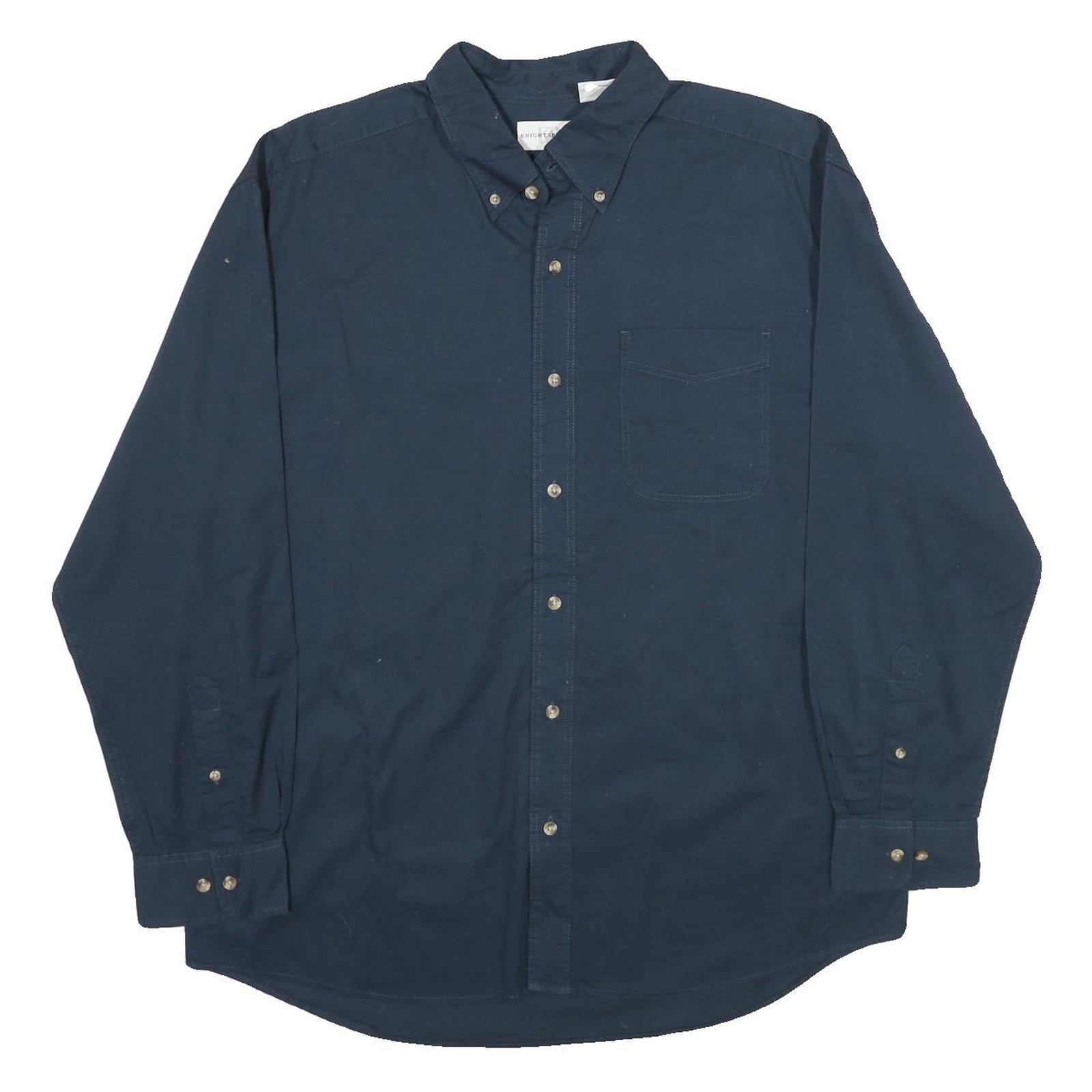 KNIGHTSBRIDGE Mens Navy Blue Shirt L Cotton Button-Down Long Sleeve Casual Refurbished - N/A refurbished available on Cerqular