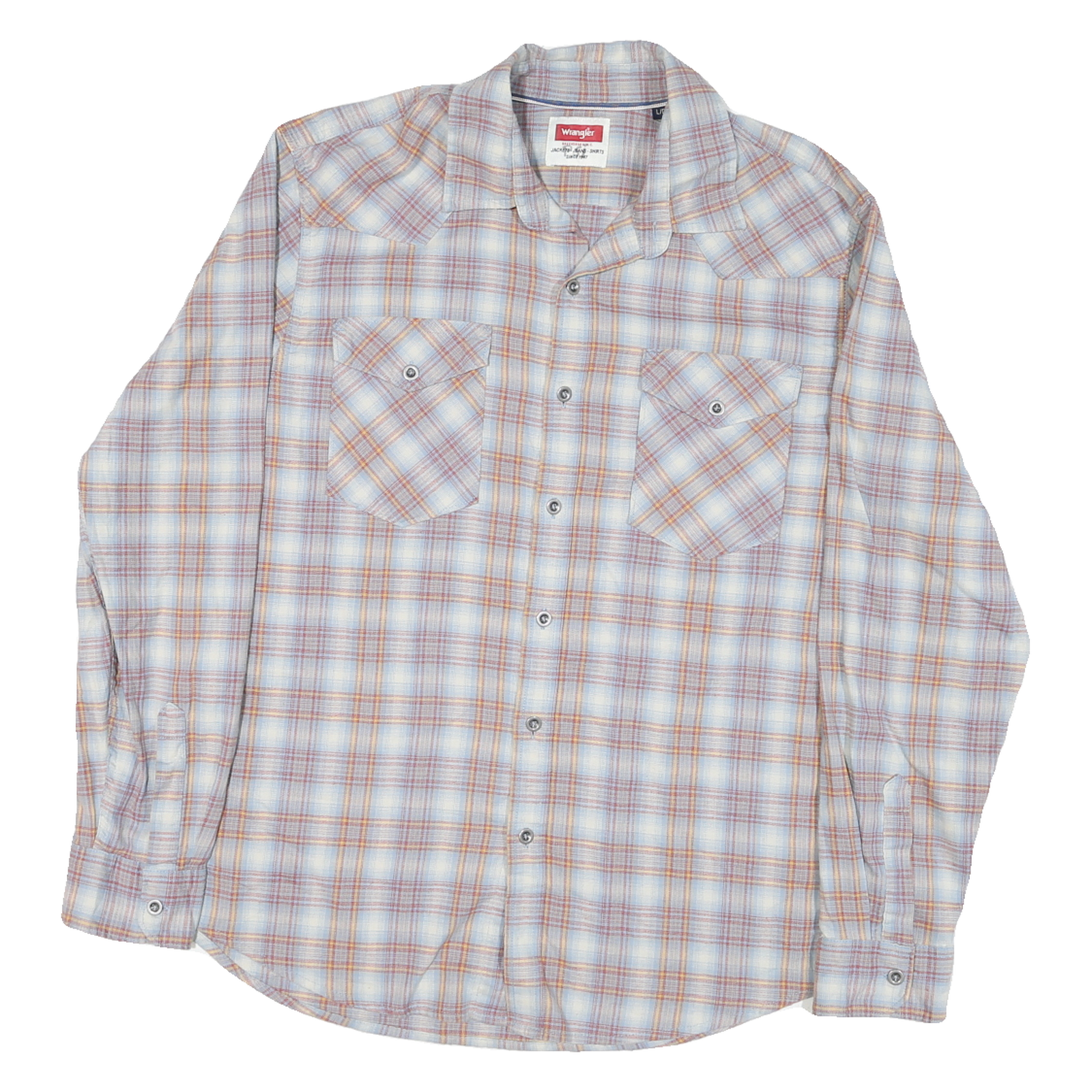 WRANGLER Mens Blue & Orange Checked Shirt L Long Sleeve Casual Workwear Refurbished - N/A refurbished available on Cerqular
