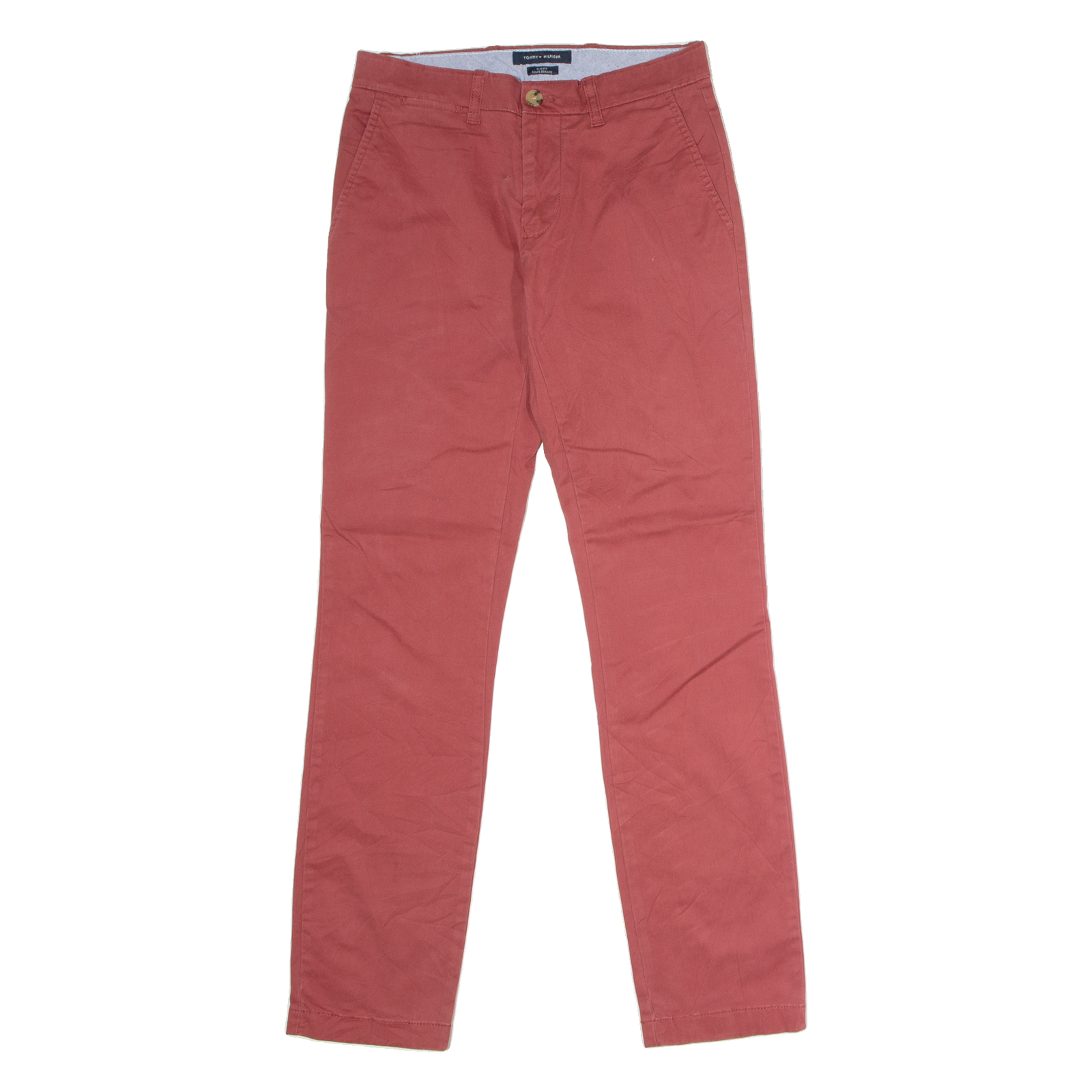 TOMMY HILFIGER Chino Mens Twill Trousers Red Regular Straight W28 L32 Refurbished - N/A refurbished available on Cerqular