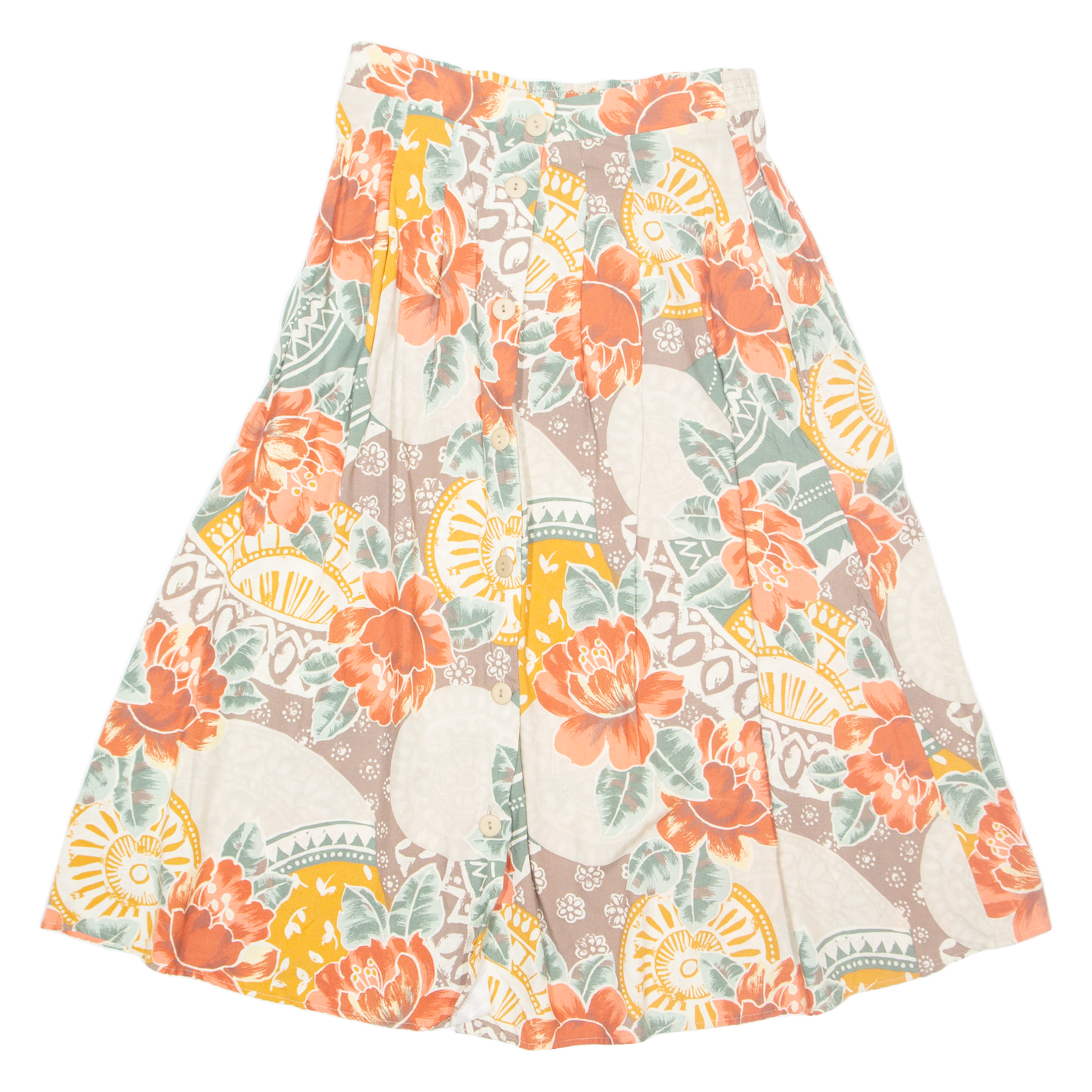 BOBBIE BROOKS Womens A-Line Skirt Cream Midi 90s Floral M Refurbished - N/A refurbished available on Cerqular