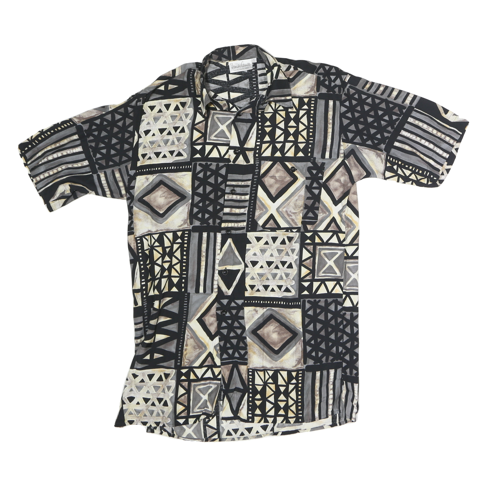 RENNATO CAVALL Mens Black & Grey Pattern Cotton Blend Shirt S Casual Summer Refurbished - N/A refurbished available on Cerqular