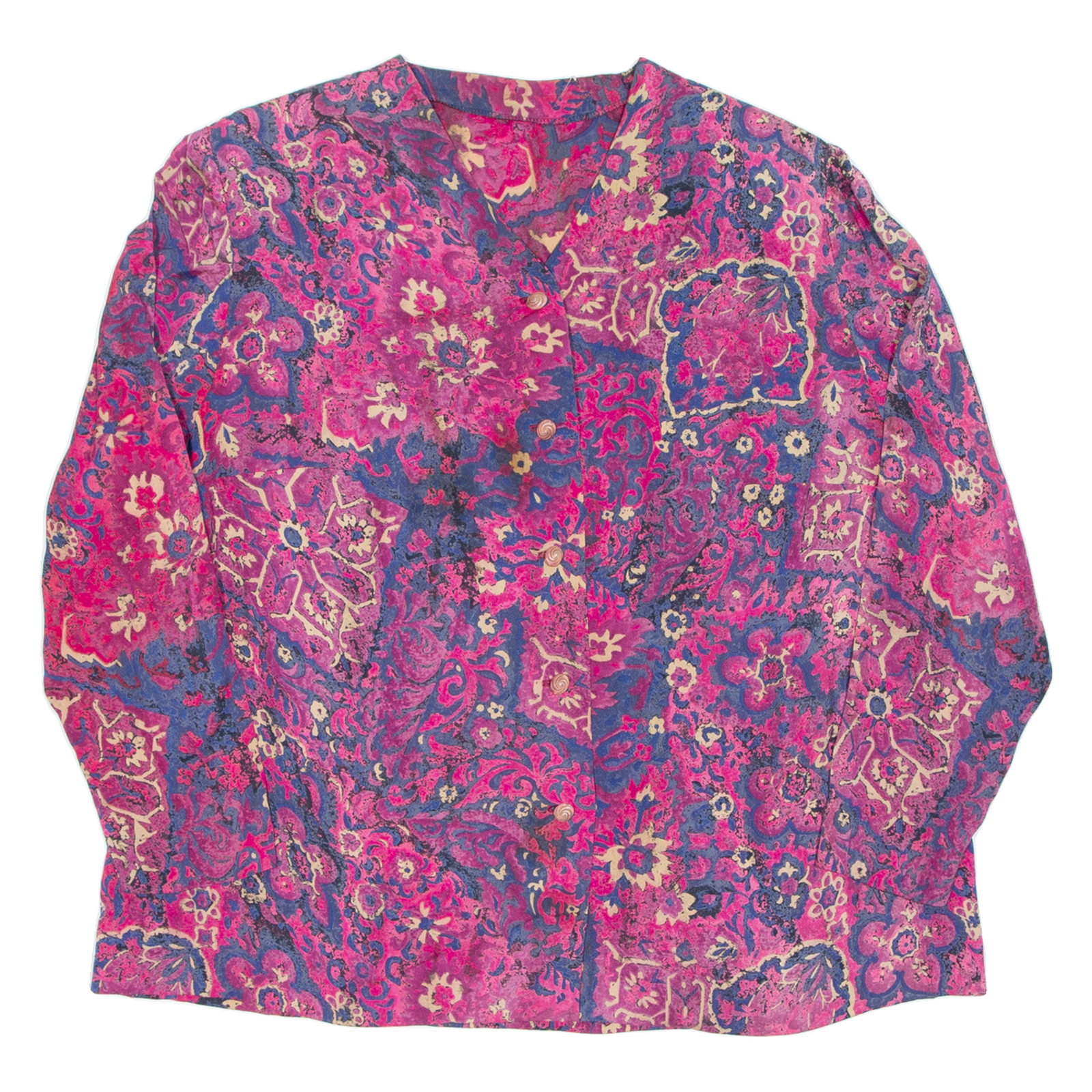 Womens Printed Blouse Purple V-Neck Long Sleeve Floral 2XL Refurbished - N/A refurbished available on Cerqular