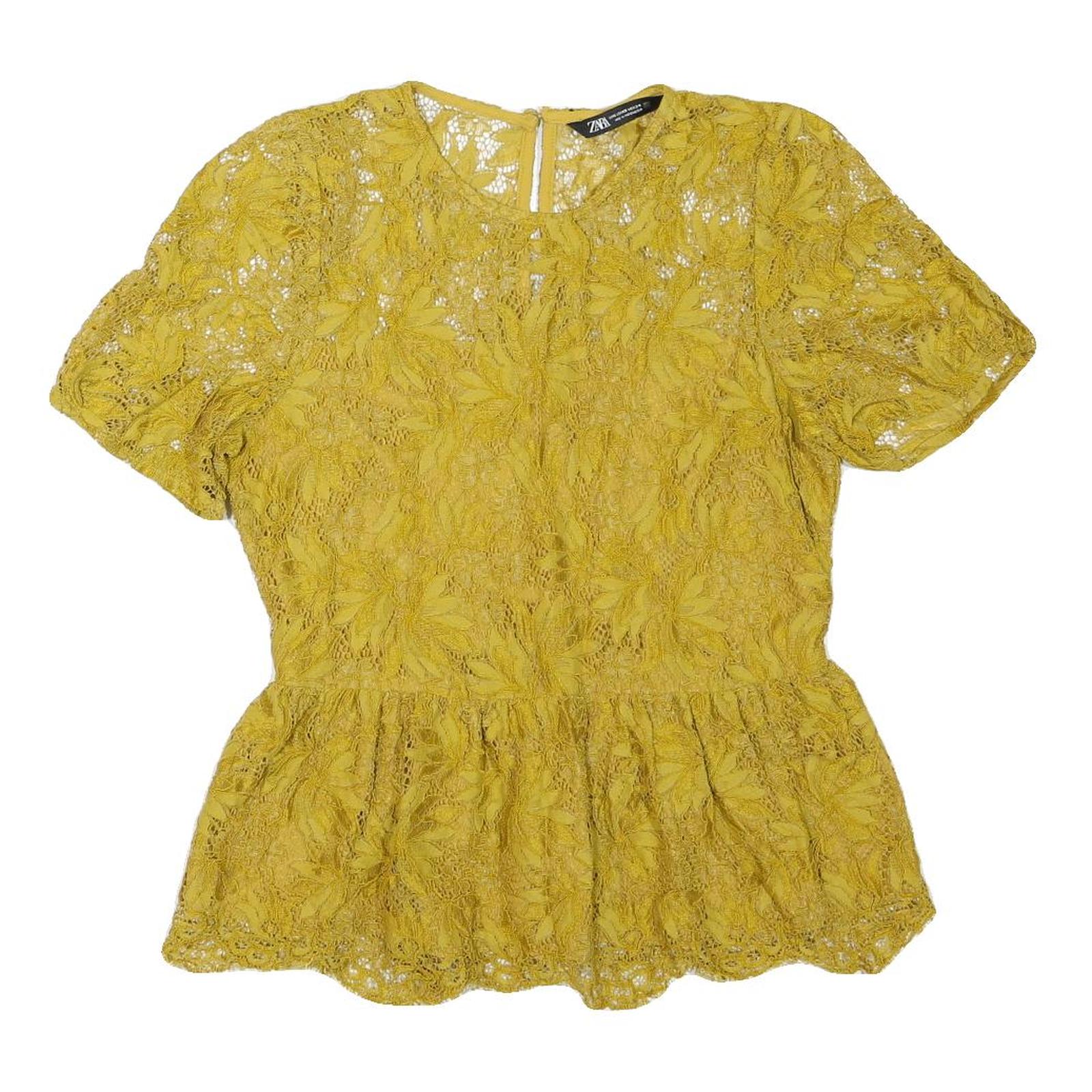 Buy ZARA Womens Yellow Lace Peplum Top Short Sleeve Round Neck XS Elegant Detail Refurbished - $18.19 ZARA Womens Yellow Lace Peplum Top Short Sleeve Round Neck XS Elegant Detail Refurbished - N/A refurbished available on Cerqular