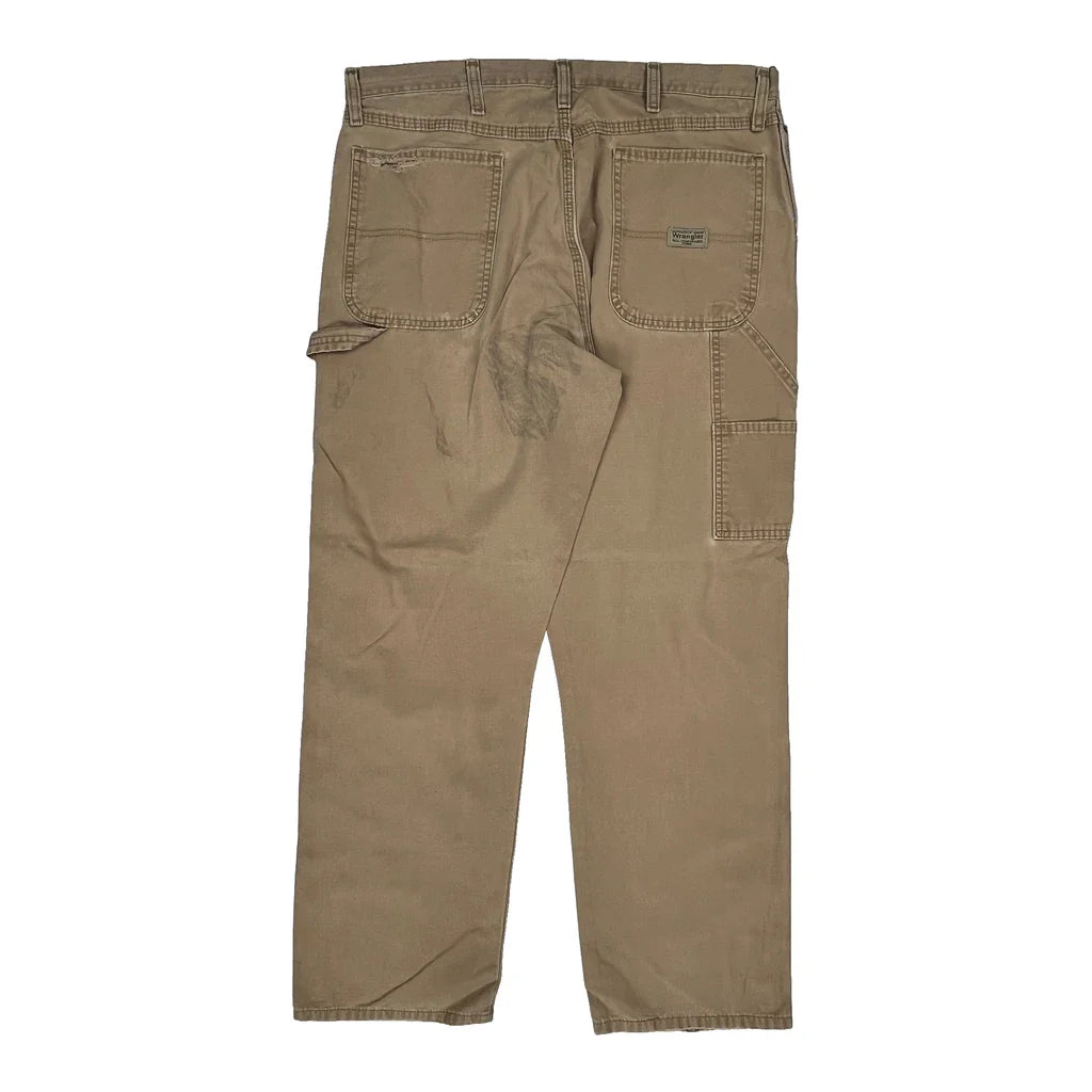 Wrangler Double Knee Carpenter Trousers - 36W 32L Beige Cotton Refurbished - Thrifted (note: this is a term often used to describe second- refurbished available on Cerqular