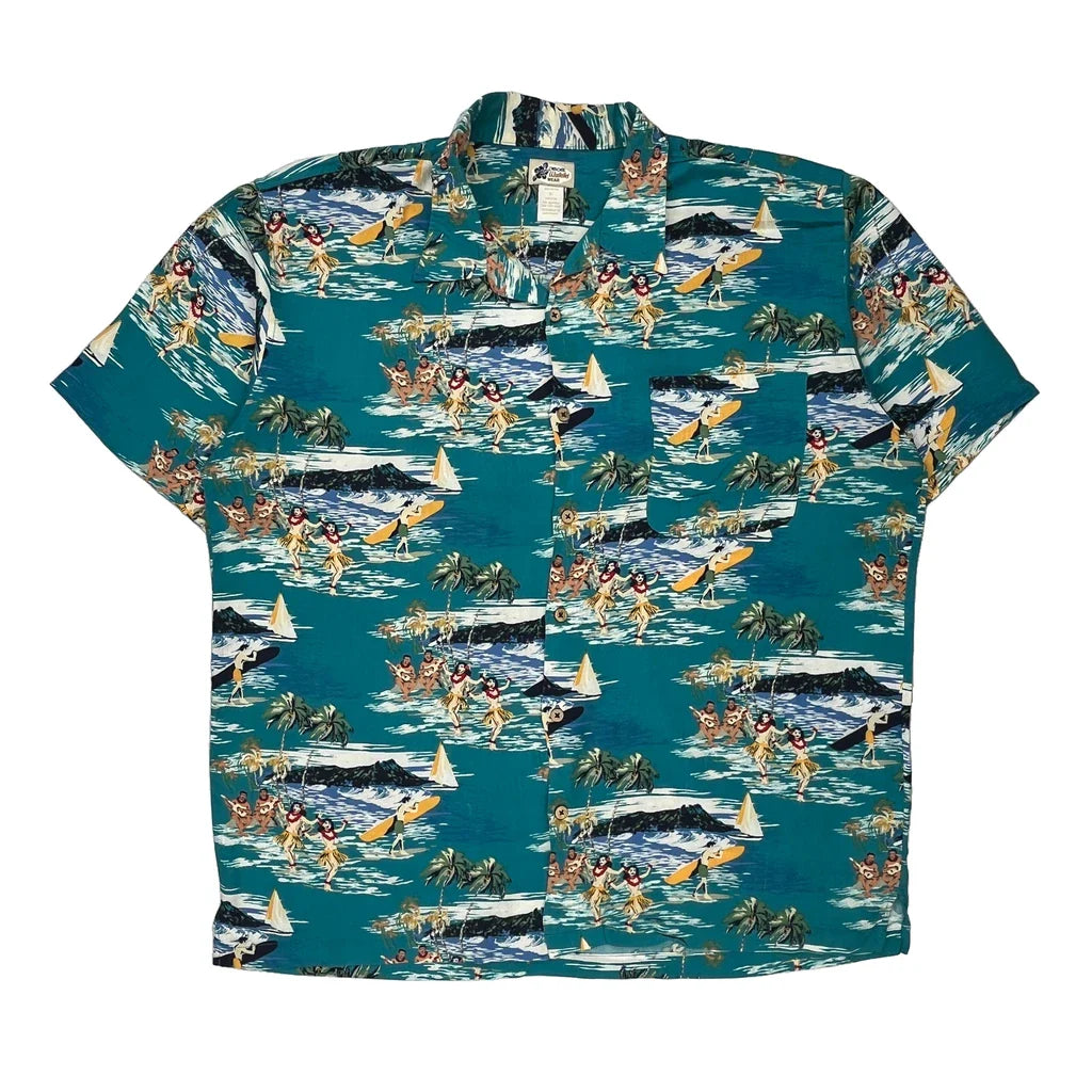 Cherokee Graphic Hawaiian Shirt - XL Multicoloured Viscose Refurbished - Thrifted (note: this is a term often used to describe second- refurbished available on Cerqular