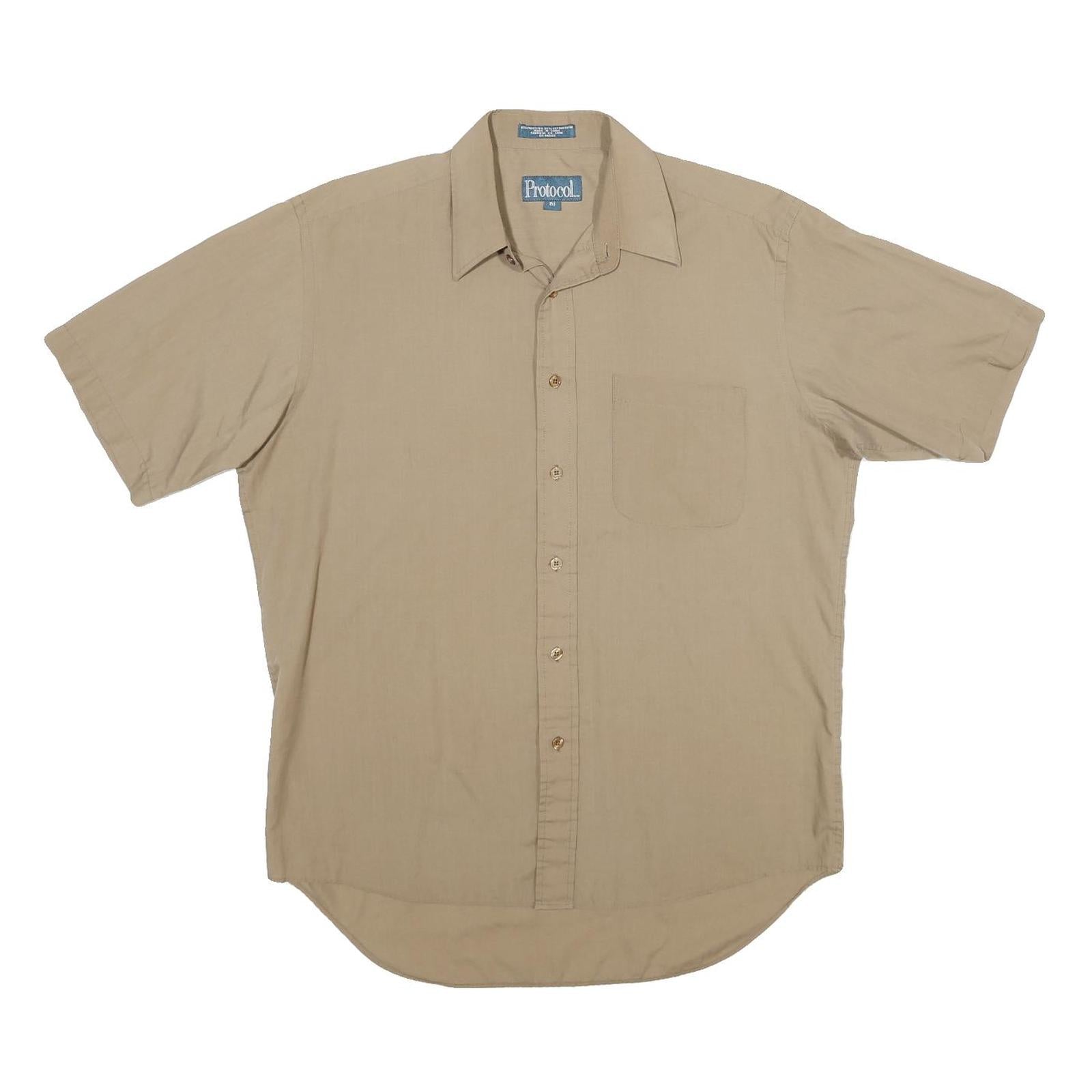 PROTOCOL Mens Beige Short Sleeve Shirt L Casual Button Front Summer Style Refurbished - N/A refurbished available on Cerqular