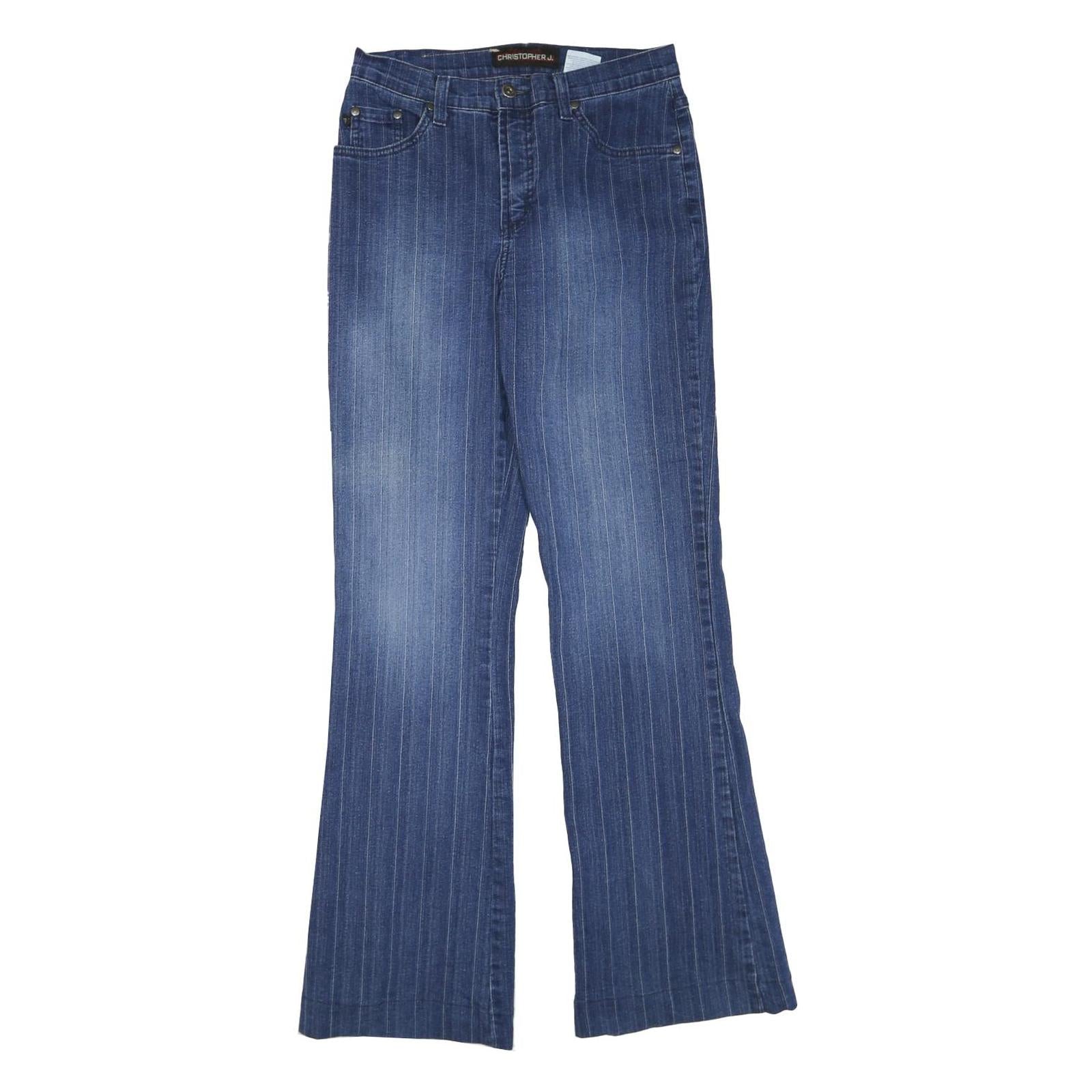 CHRISTOPHER J. Womens Jeans Blue Regular Flared Denim Light W28 L32 Classic Fit Refurbished - N/A refurbished available on Cerqular