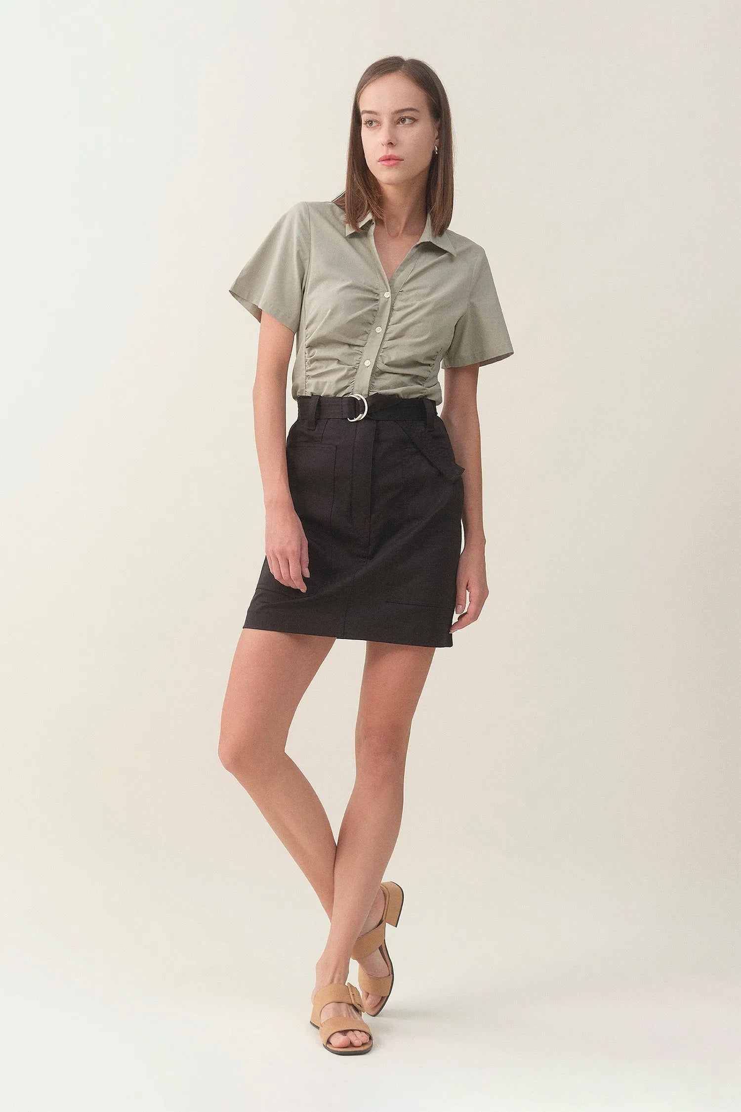 Slim Ruched Shirt - Laurel | Size: M Refurbished - N/A refurbished available on Cerqular