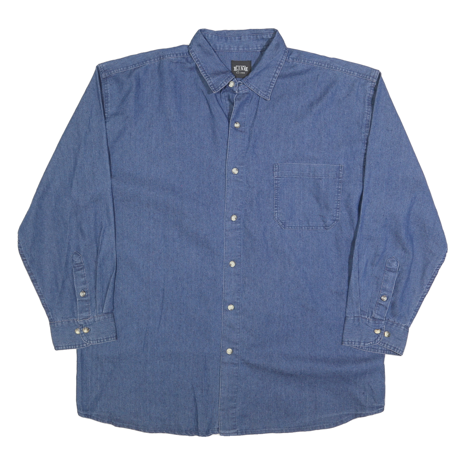 Buy KEY Womens Blue Denim Shirt 2XL Button Front Casual Cotton Blend Refurbished - $23.39 KEY Womens Blue Denim Shirt 2XL Button Front Casual Cotton Blend Refurbished - N/A refurbished available on Cerqular