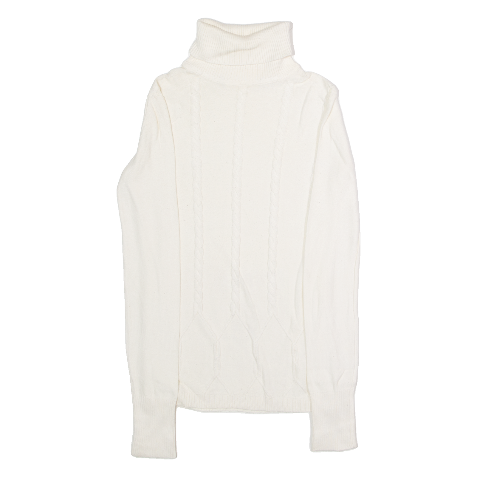 TOMMY HILFIGER Womens Jumper White Roll Neck Cable Knit XS Refurbished - N/A refurbished available on Cerqular