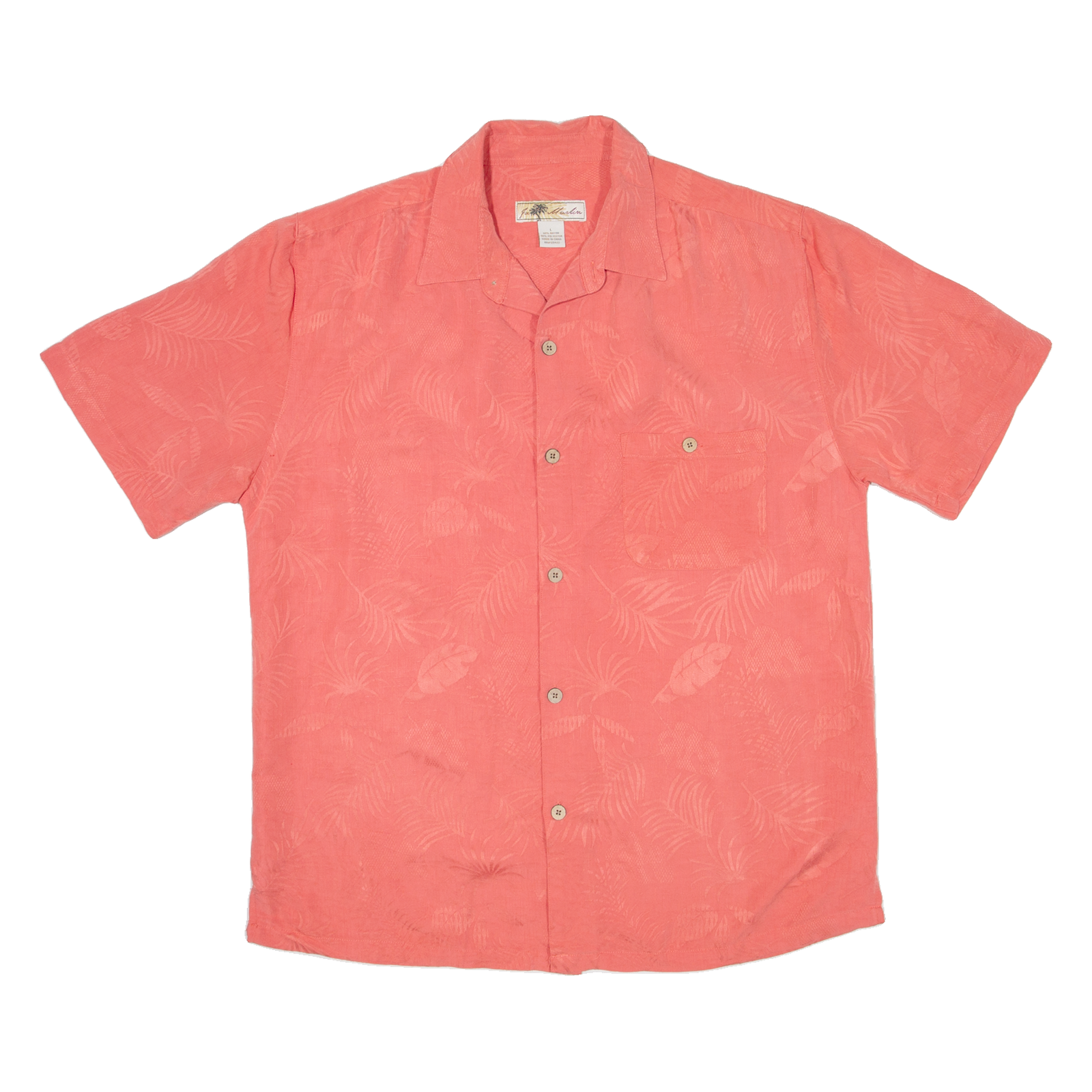 JOE MARLIN Mens Hawaiian Shirt Pink Floral L Refurbished - N/A refurbished available on Cerqular