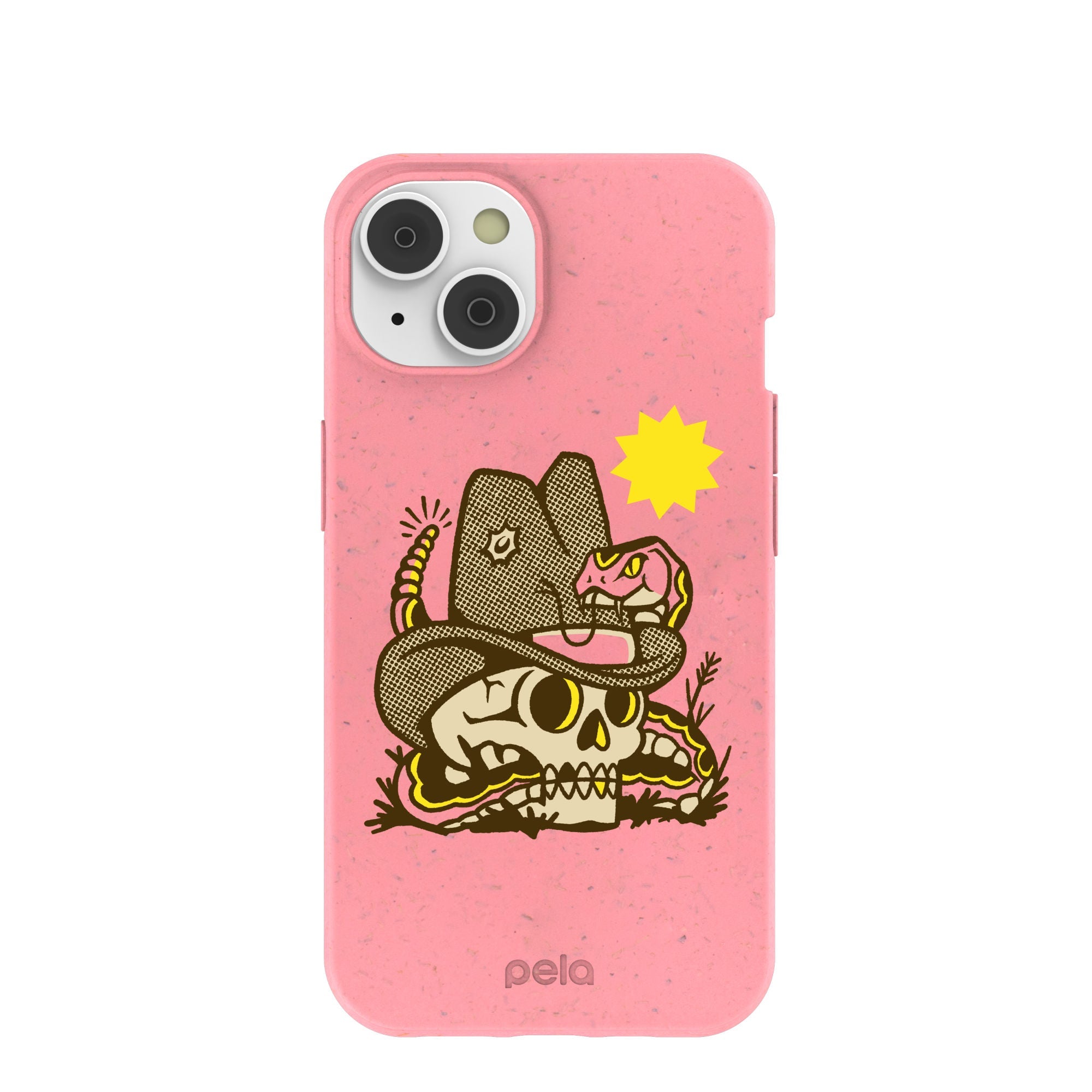 Bubblegum Pink Snakebite iPhone 14/16e Case Refurbished - Pela Case refurbished available on Cerqular