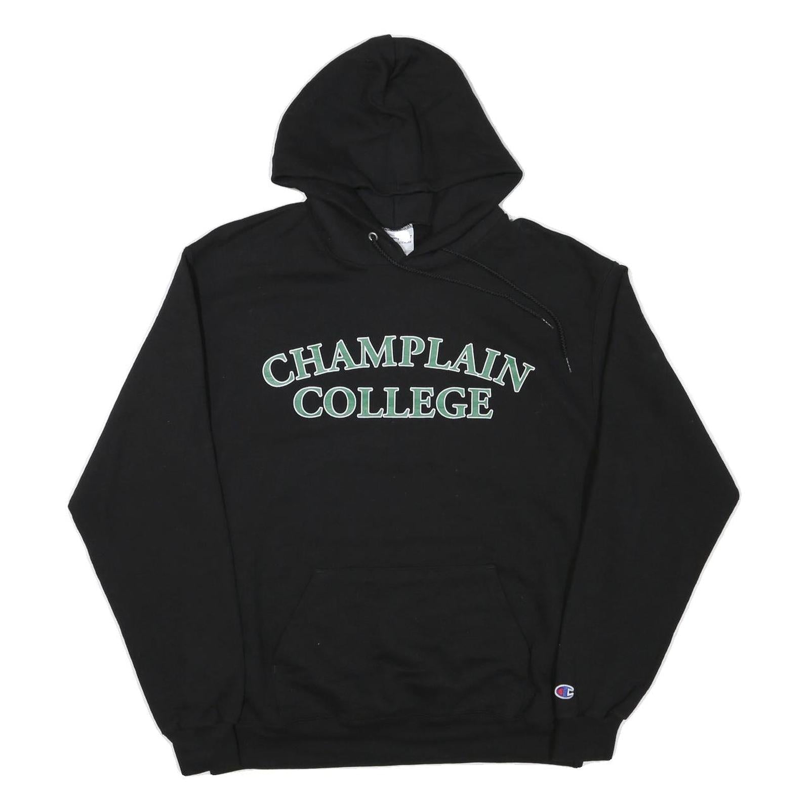 CHAMPION Mens Black Champlain College Pullover Hoodie L Cotton Blend Refurbished - N/A refurbished available on Cerqular