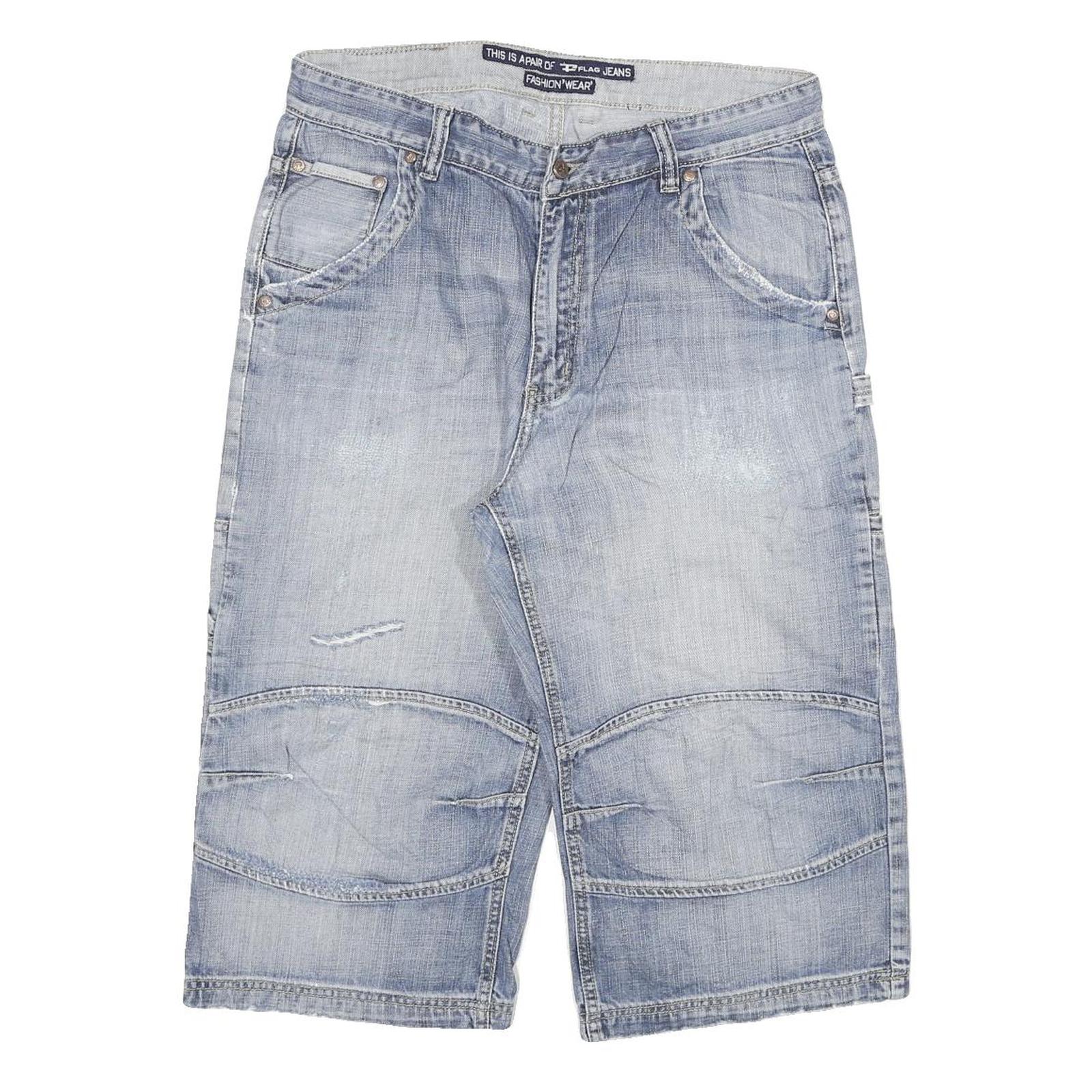 D FLAG Mens Denim Blue Casual Shorts XL W32 Cotton Blend Relaxed Fit Refurbished - N/A refurbished available on Cerqular