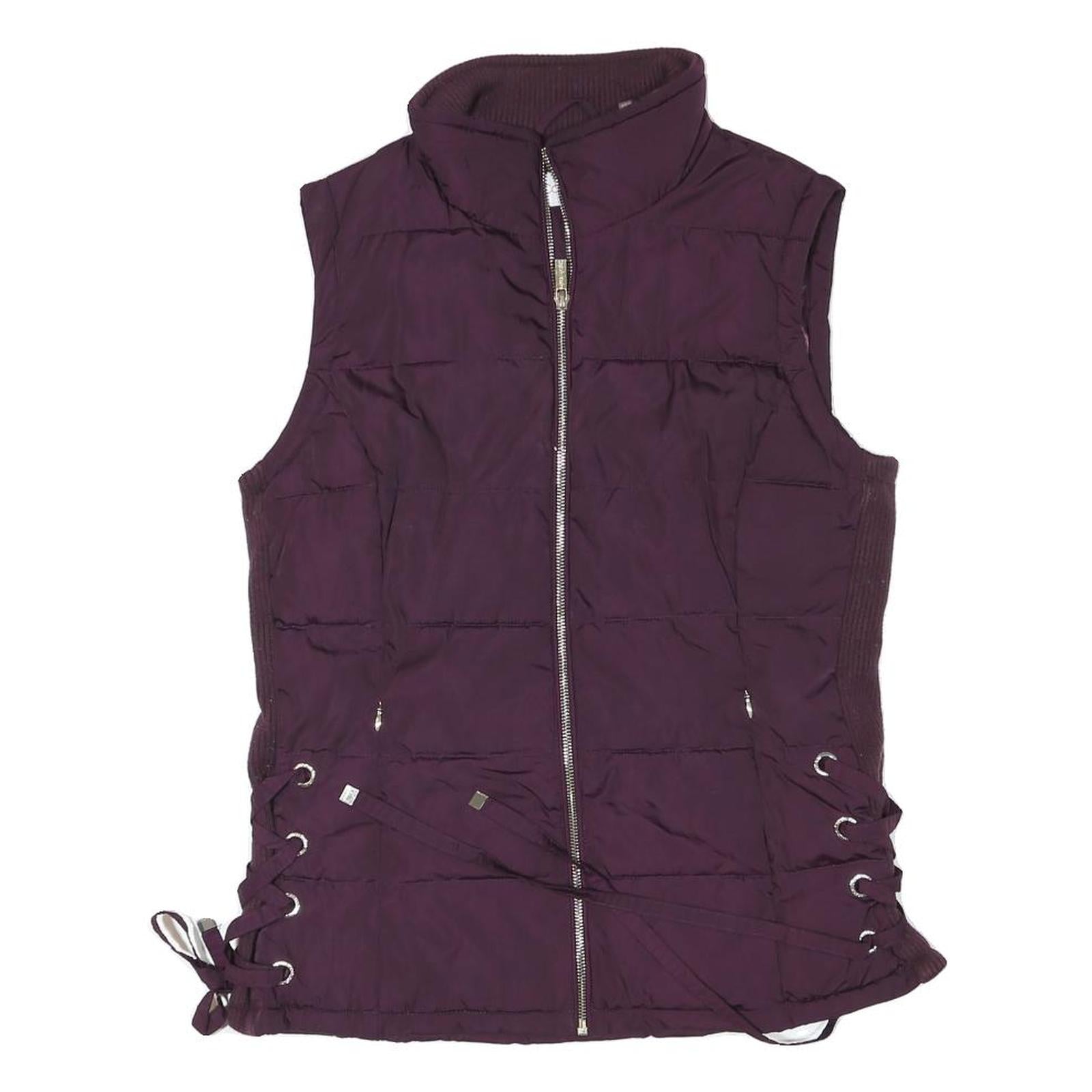 CALVIN KLEIN Womens Purple Puffer Jacket S Polyester Blend Zip Waist Detail Refurbished - N/A refurbished available on Cerqular