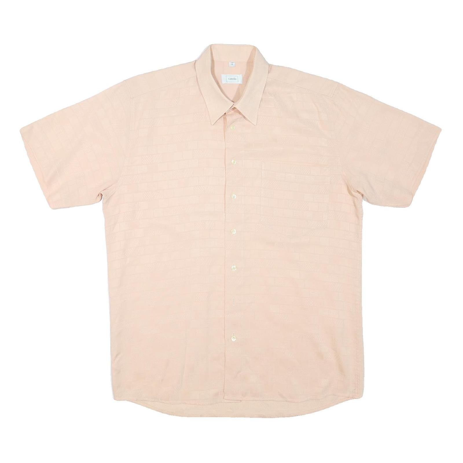 CANDA Mens Beige Short Sleeve Shirt L Cotton Blend Classic Fit Casual Refurbished - N/A refurbished available on Cerqular
