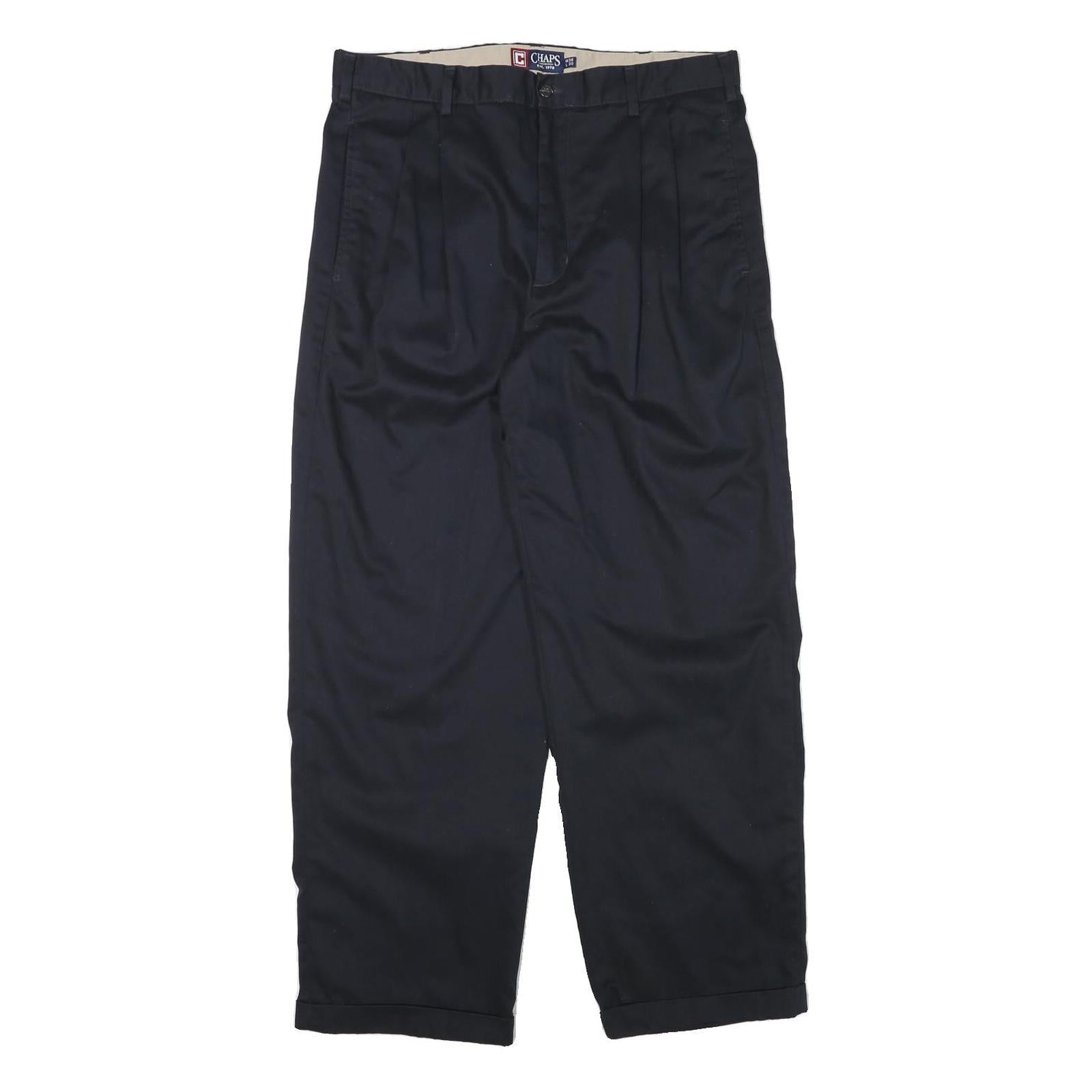 CHAPS Mens Cotton Blend Black Relaxed Straight Trousers W34 L29 Classic Zip Refurbished - N/A refurbished available on Cerqular