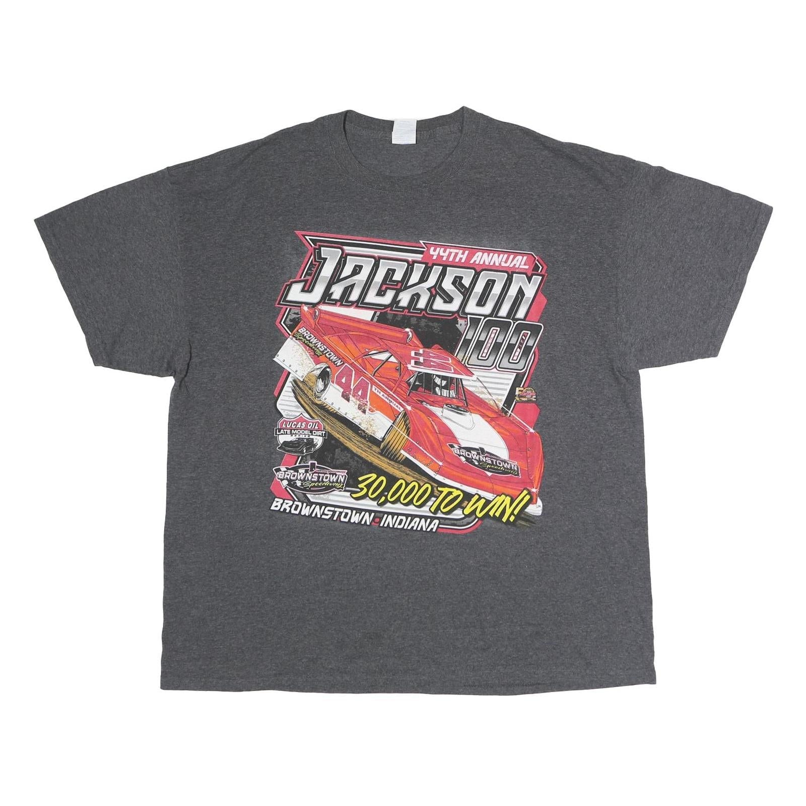 PORT AND COMPANY Mens Grey Jackson 100 Graphic T-Shirt 2XL Short Sleeve Crew Refurbished - N/A refurbished available on Cerqular