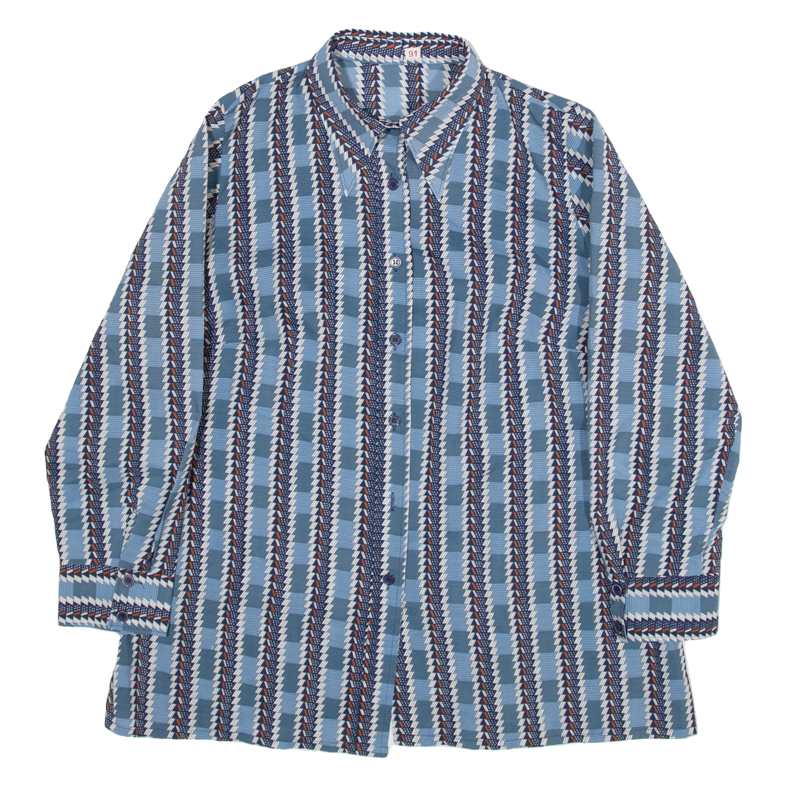 Womens Shirt Blue Crazy Pattern Long Sleeve M Refurbished - N/A refurbished available on Cerqular