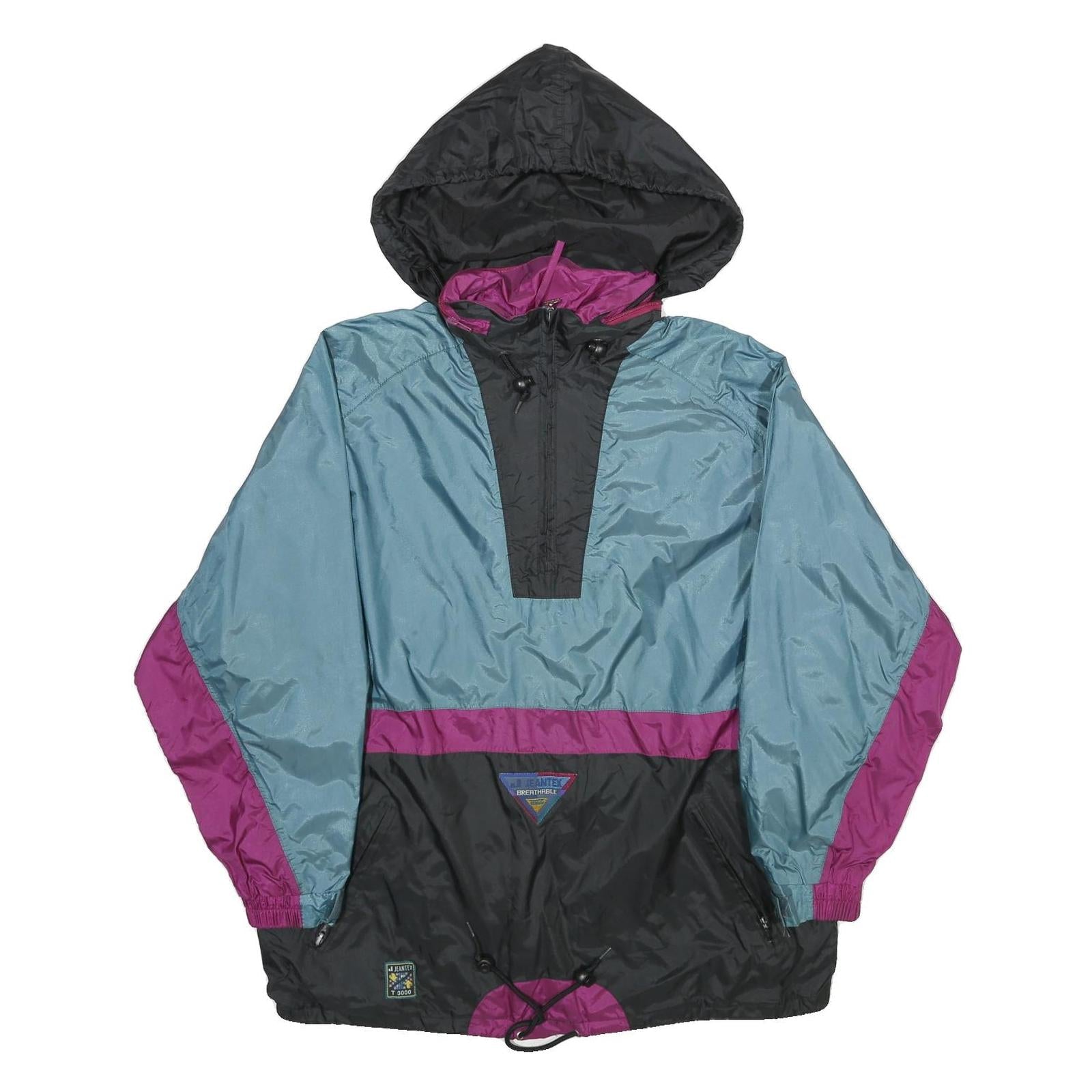 JEANTEX Mens Blue & Purple Nylon Hooded Pullover Jacket M Lightweight Sportswear Refurbished - N/A refurbished available on Cerqular