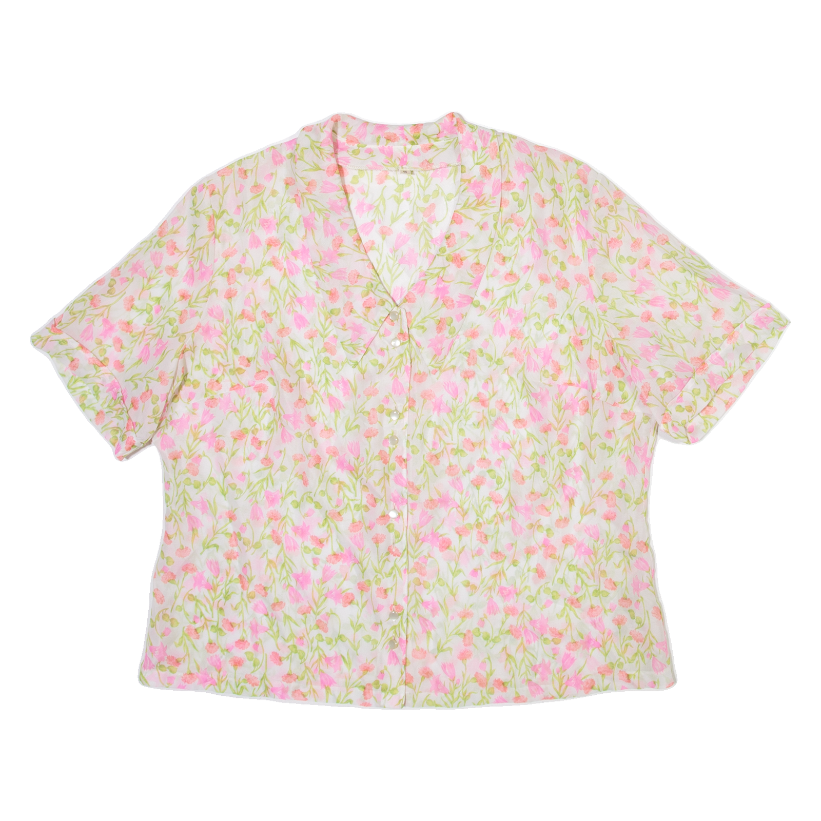 Sheer Womens Printed Shirt White Floral M Refurbished - N/A refurbished available on Cerqular