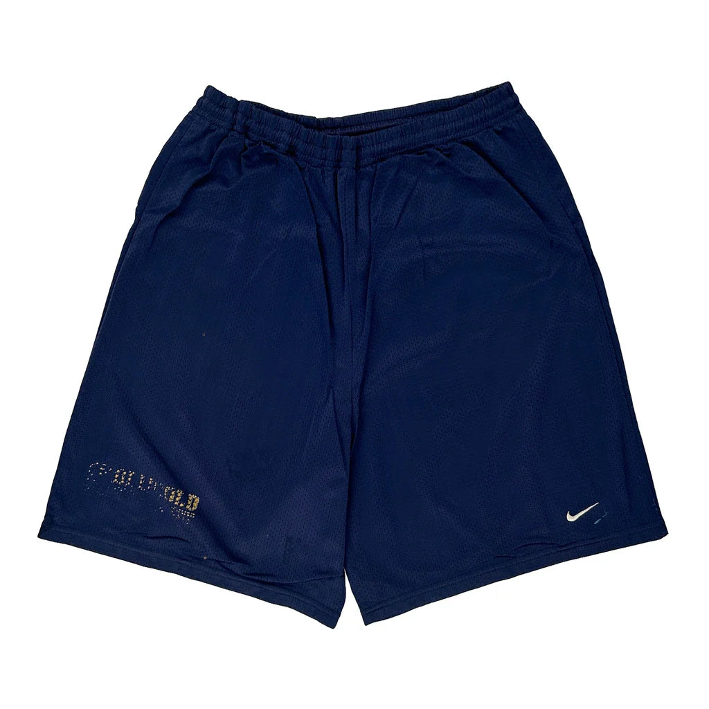Nike Sport Shorts - Medium Navy Nylon Refurbished - Thrifted (note: this is a term often used to describe second- refurbished available on Cerqular