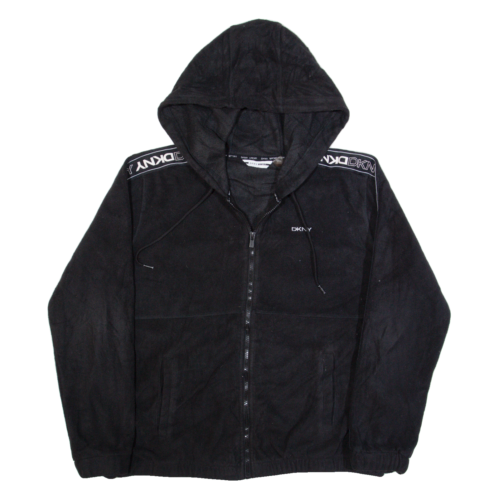 DKNY SPORT Womens Fleece Jacket Black Hooded L Refurbished - N/A refurbished available on Cerqular