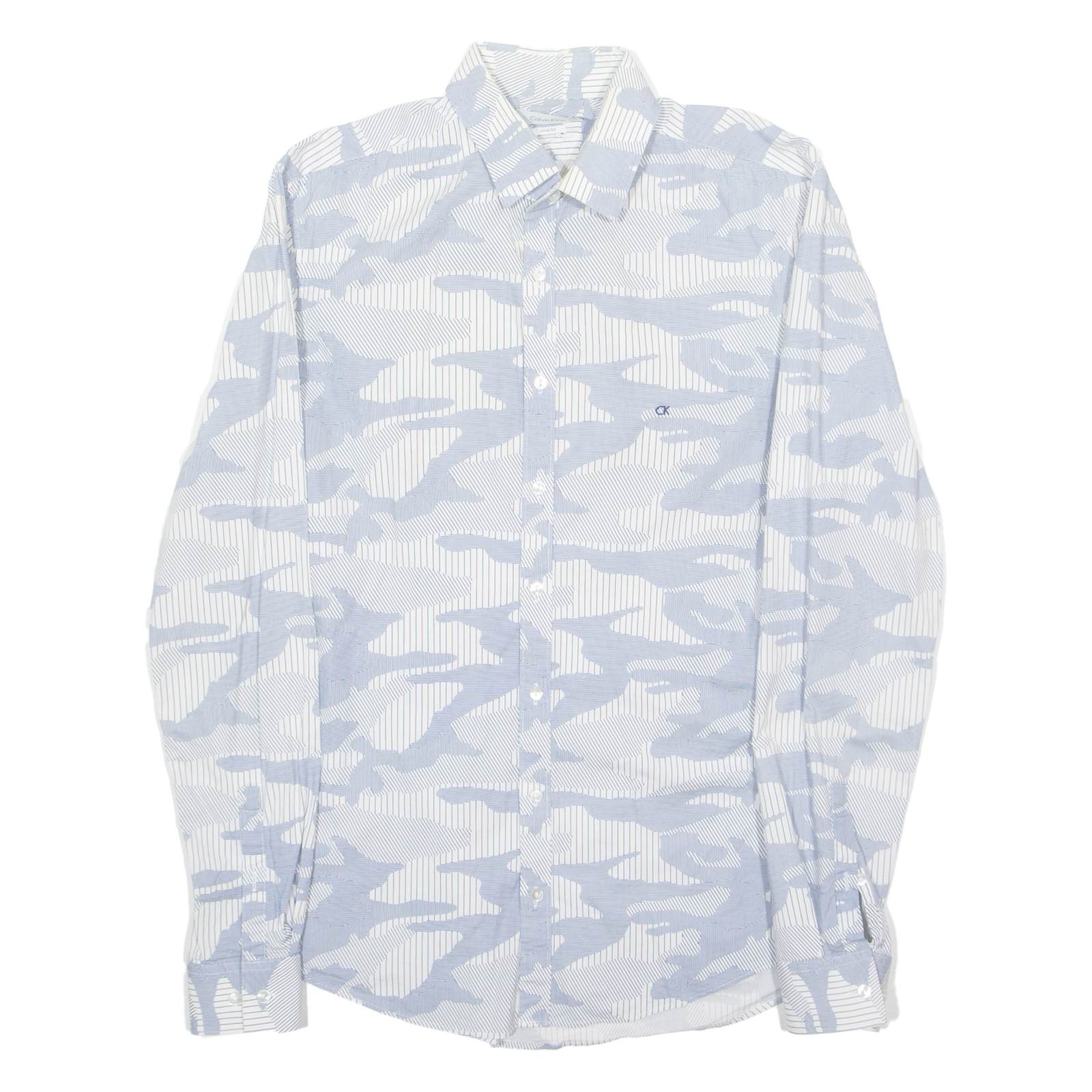 CALVIN KLEIN Mens Shirt White Crazy Pattern Long Sleeve S Refurbished - N/A refurbished available on Cerqular