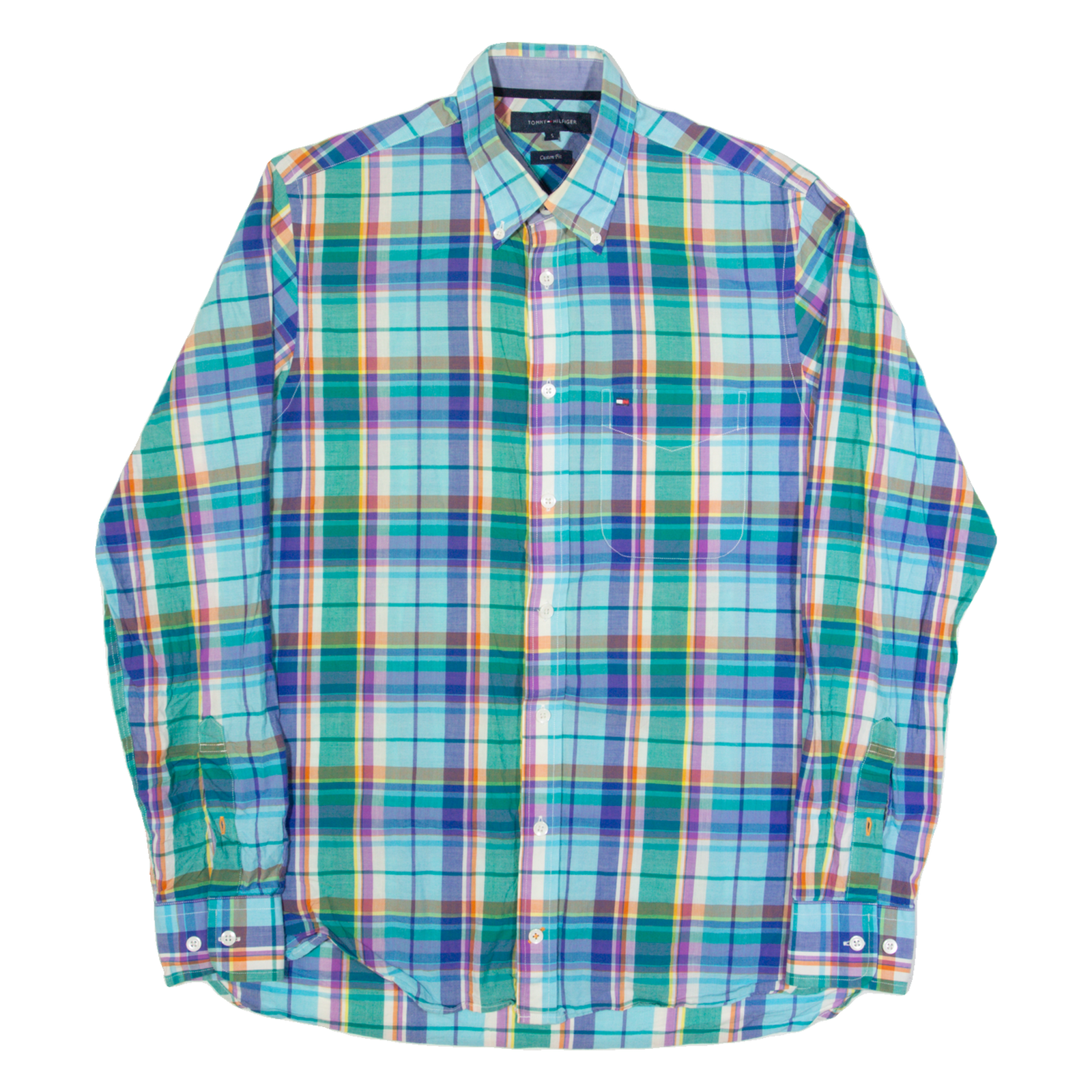 TOMMY HILFIGER Mens Shirt Blue Check Long Sleeve S Refurbished - N/A refurbished available on Cerqular