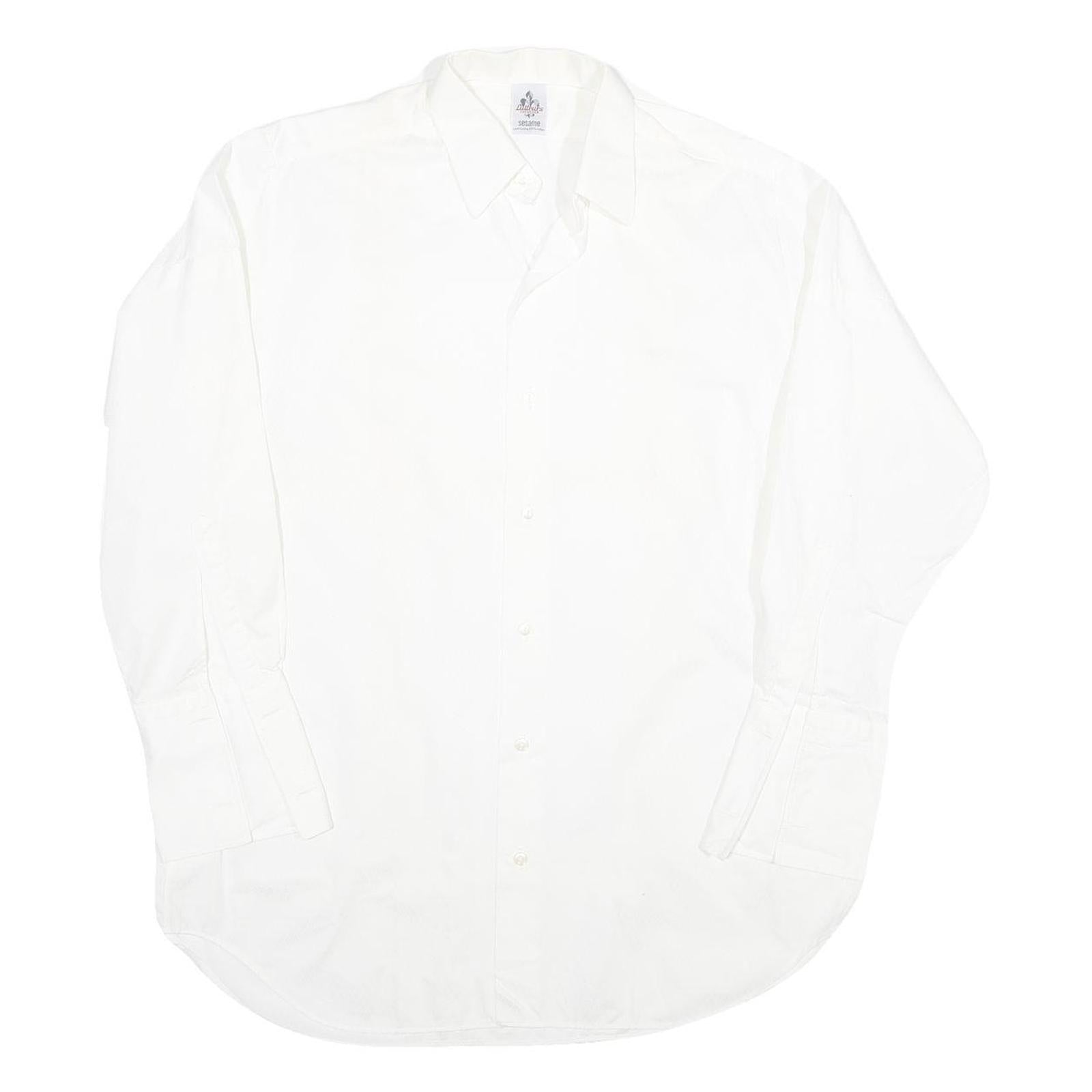 Mens White Cotton Blend Shirt Long Sleeve Button Up L Classic Formal Casual Refurbished - N/A refurbished available on Cerqular
