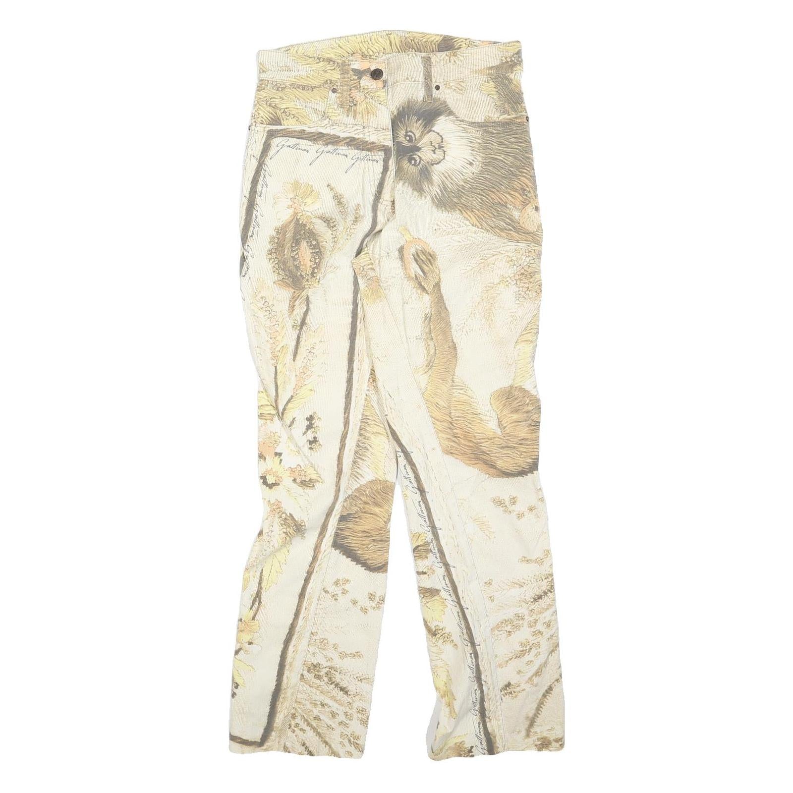 GATTINONI Womens Cotton Blend Beige Animal Botanical Print Regular Leg Trousers Refurbished - N/A refurbished available on Cerqular