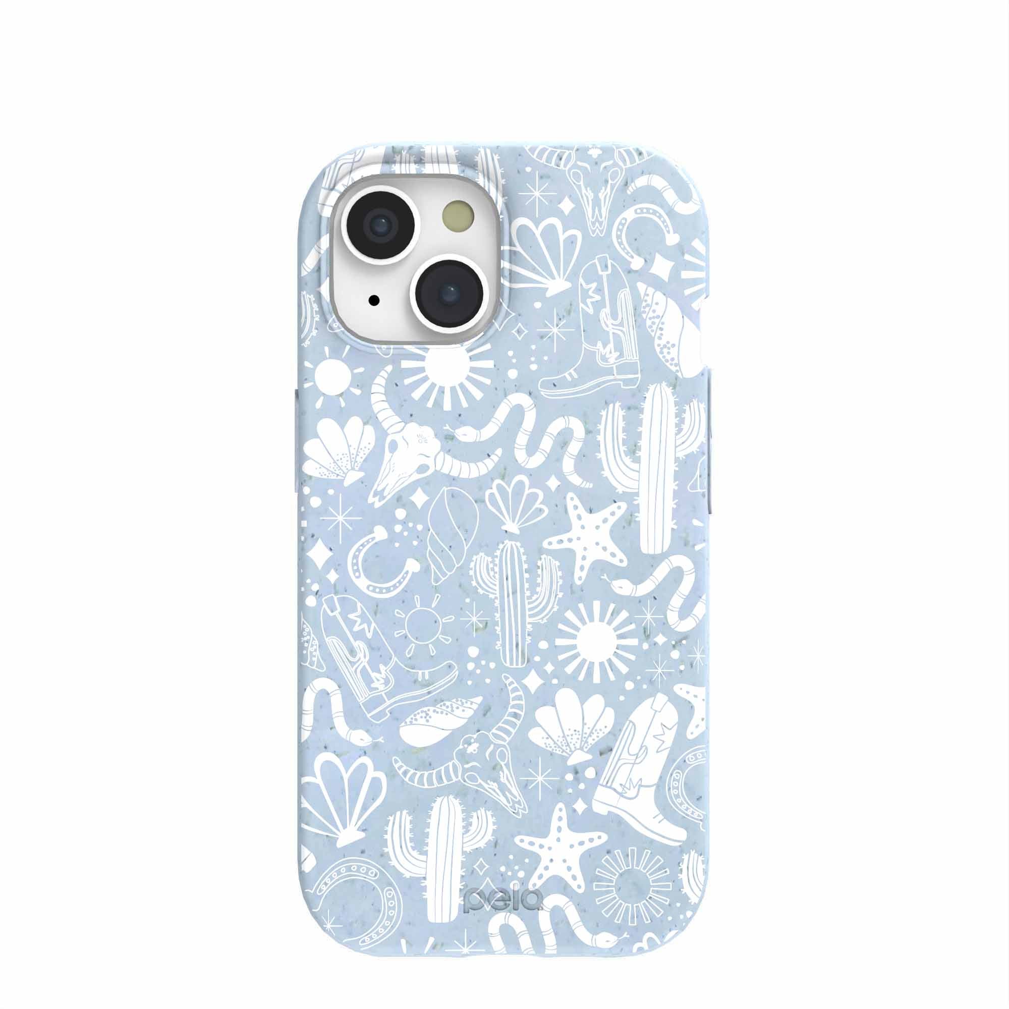 Powder Blue Coastal Rodeo iPhone 15 Case Refurbished - Pela Case refurbished available on Cerqular