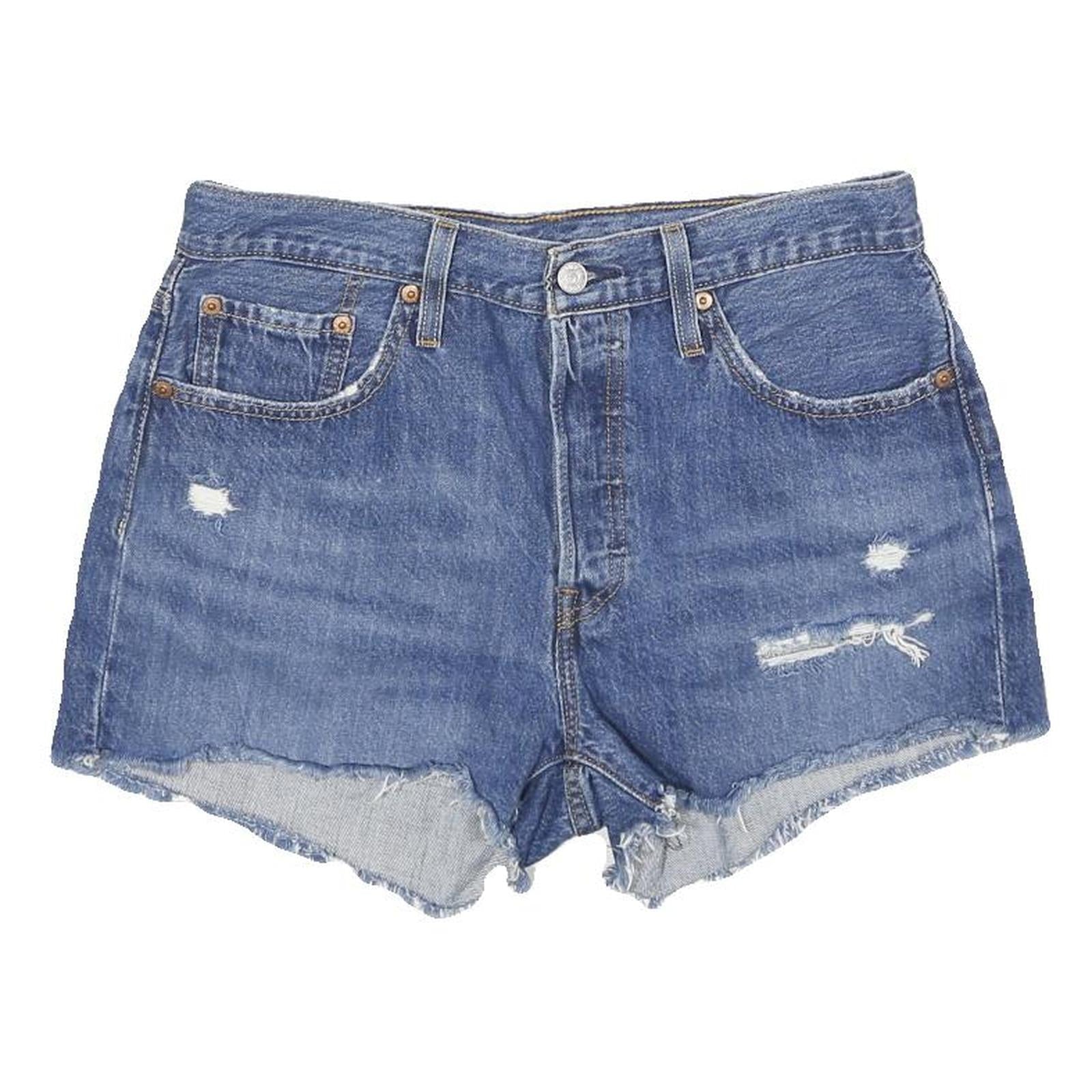 LEVI'S Womens Denim Blue Casual Shorts M W29 Distressed Frayed Hem Refurbished - N/A refurbished available on Cerqular