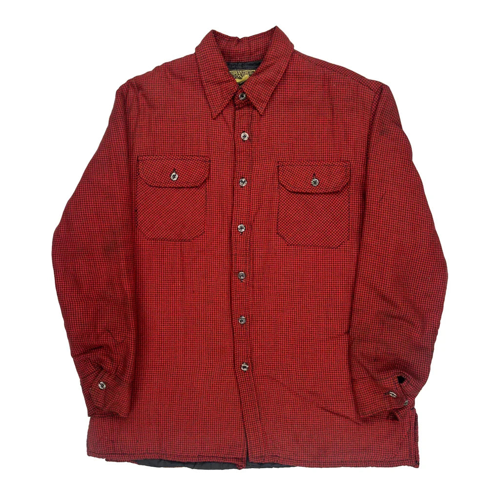 Branded Lion Checked Overshirt - Large Red Polyester Blend Refurbished - Thrifted (note: this is a term often used to describe second- refurbished available on Cerqular