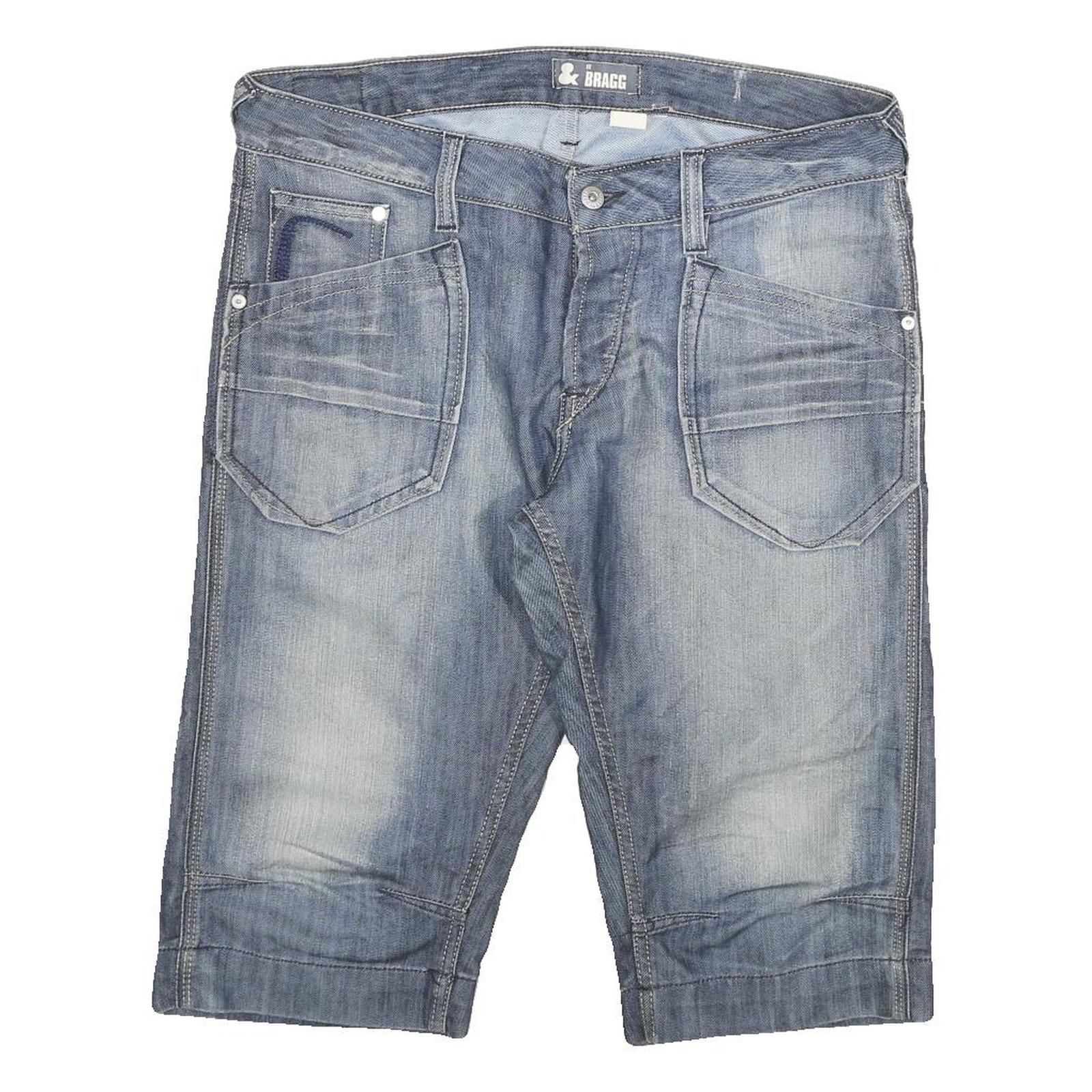 BRAGG Mens Shorts Blue Denim XL W34 Casual Cotton Blend Relaxed Fit Refurbished - N/A refurbished available on Cerqular