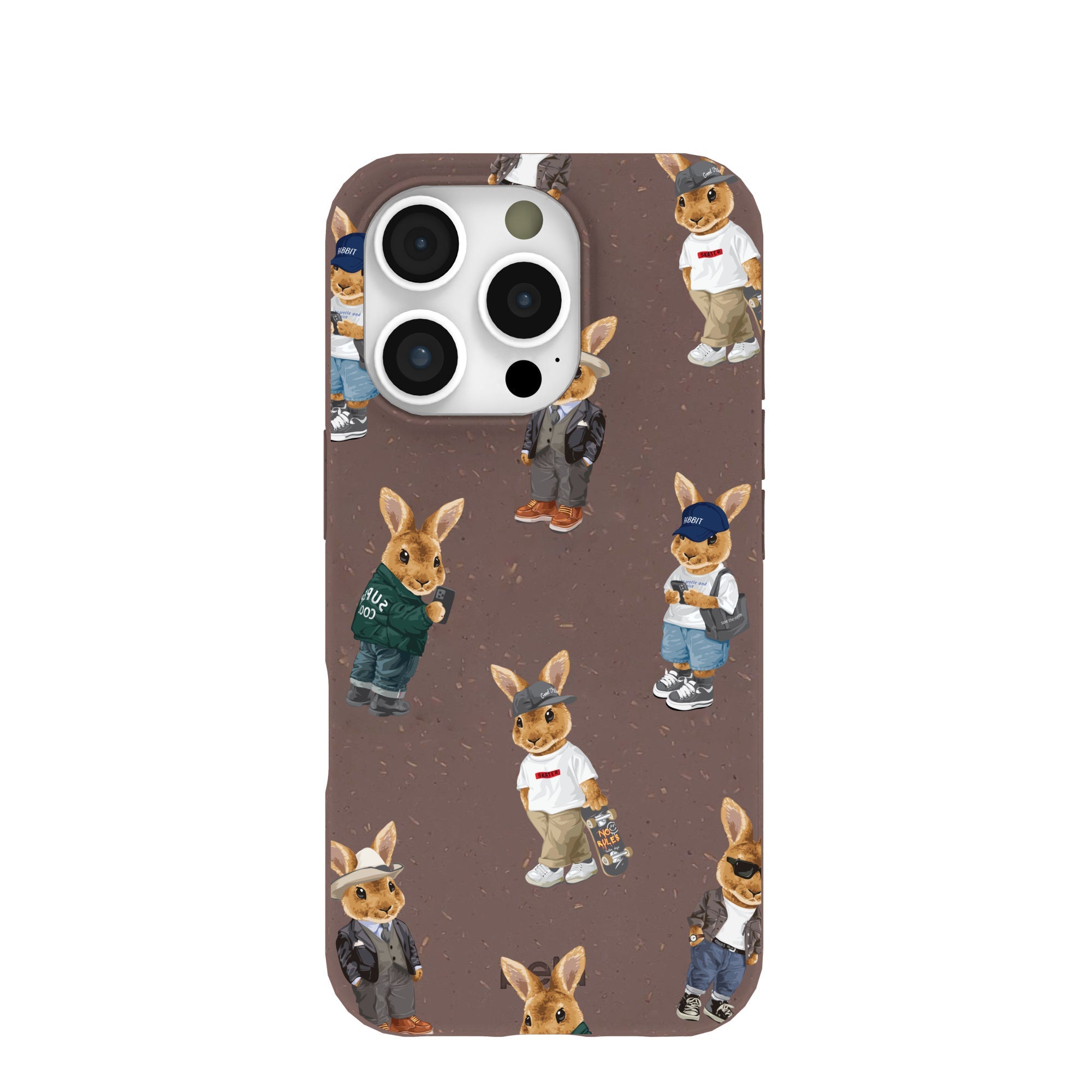 Chocolate Brown Rabbit Friends iPhone 16 Pro Case Refurbished - Pela Case refurbished available on Cerqular