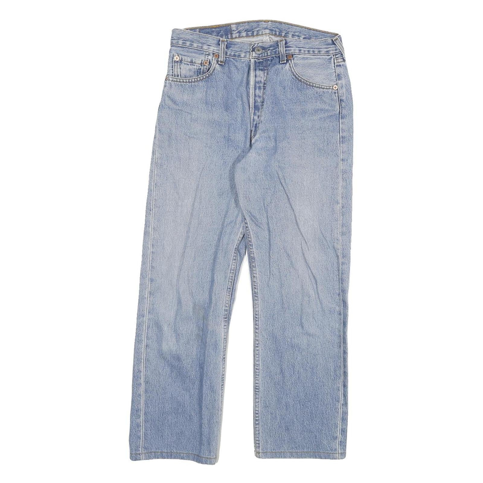LEVI'S 501 Mens Jeans Blue Regular Straight Denim Light W28 L26 Classic Button Refurbished - N/A refurbished available on Cerqular