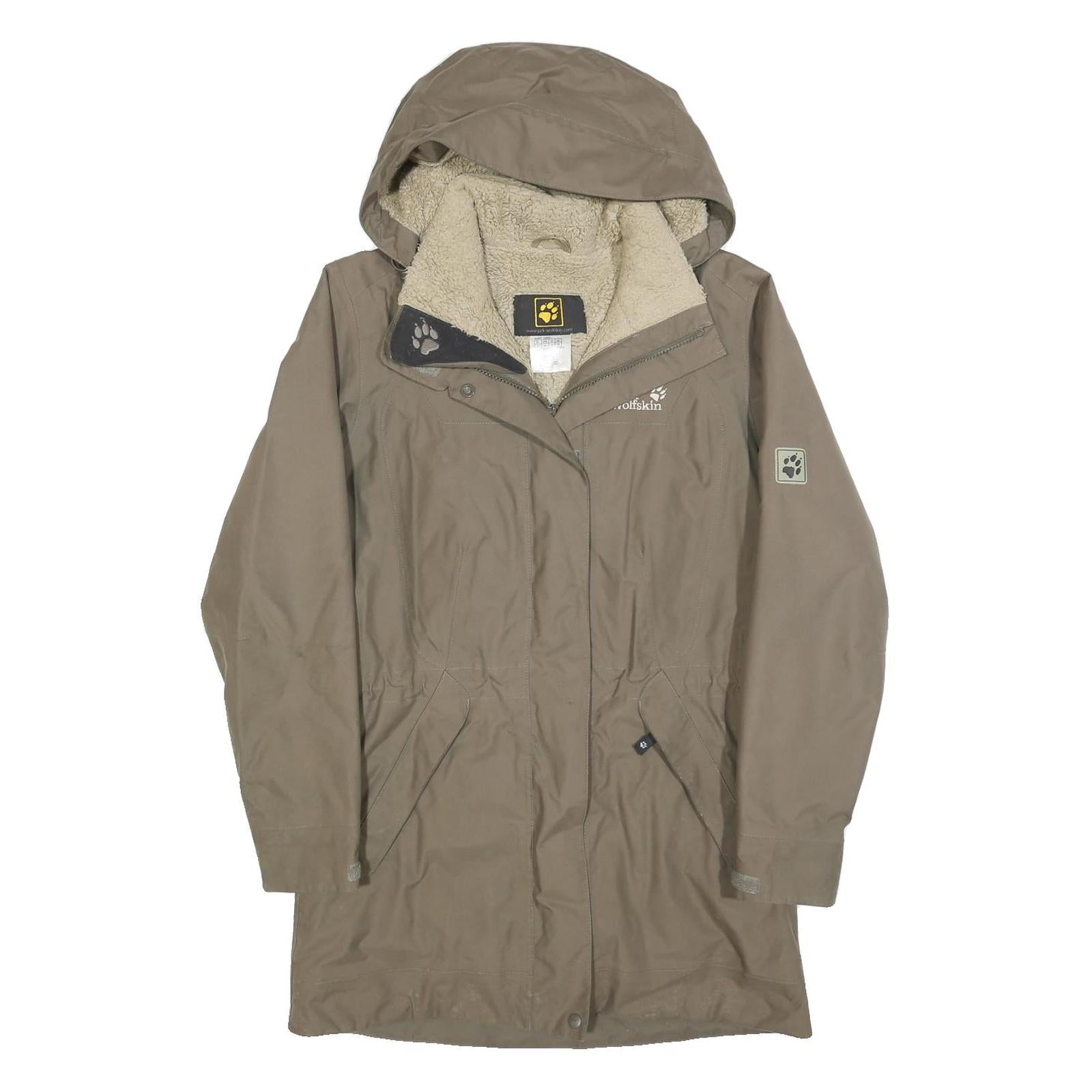 JACK WOLFSKIN Womens Beige Outdoor Jacket UK 10 Polyester Blend Plain Zip Hooded Refurbished - N/A refurbished available on Cerqular