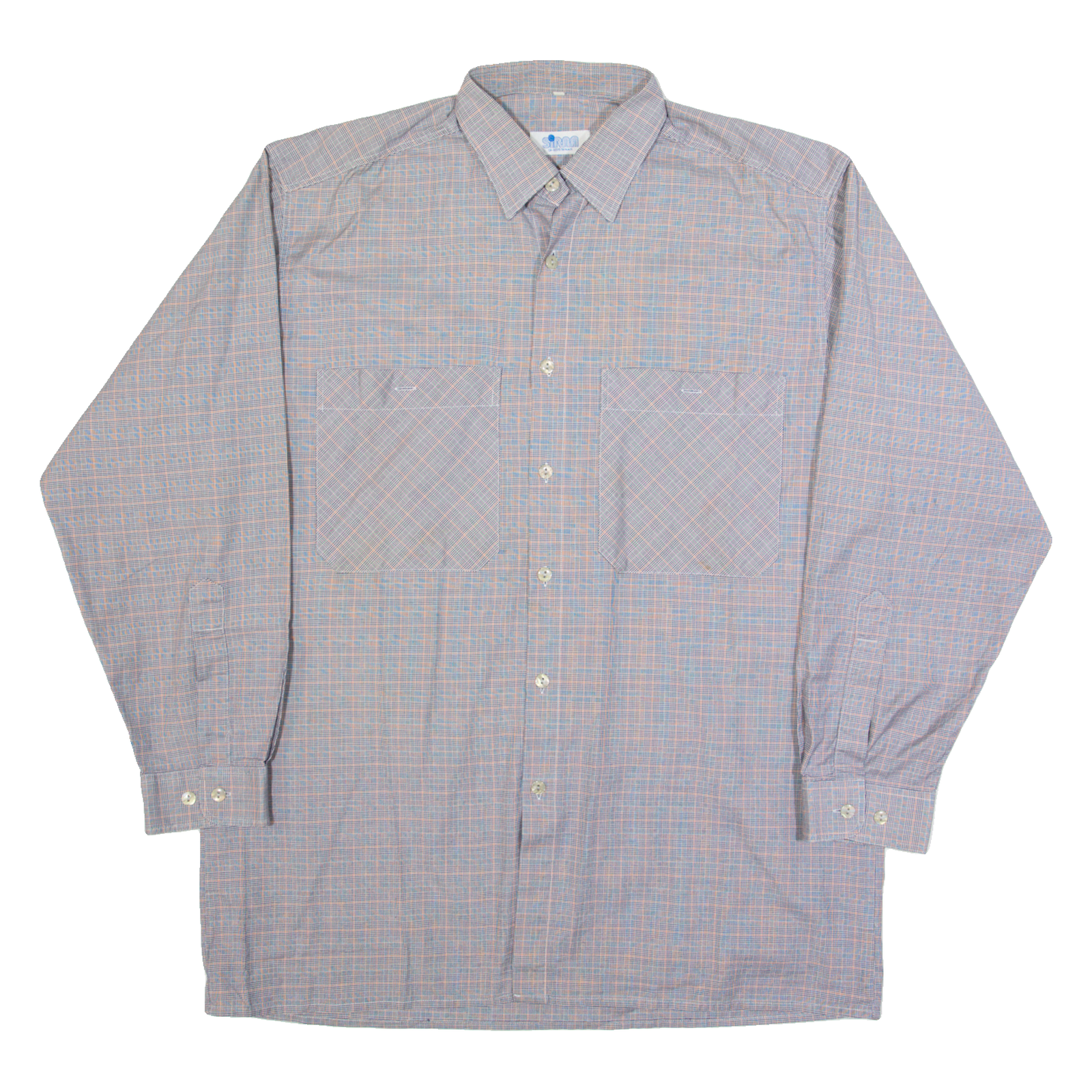 SIRNA Mens Shirt Grey 90s Check Long Sleeve L Refurbished - N/A refurbished available on Cerqular