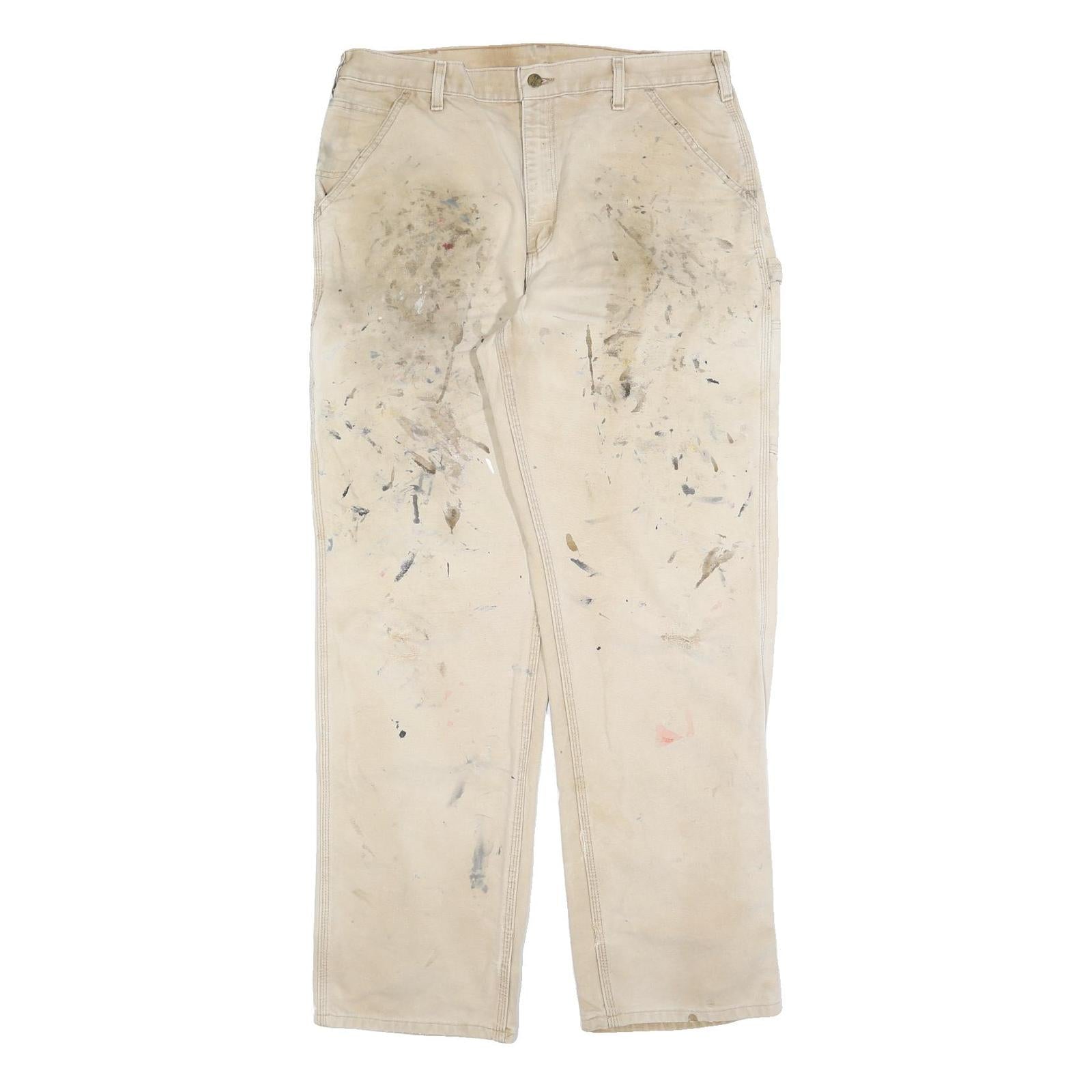 CARHARTT Mens Jeans Beige Relaxed Straight Denim W36 L34 Workwear Durable Style Refurbished - N/A refurbished available on Cerqular
