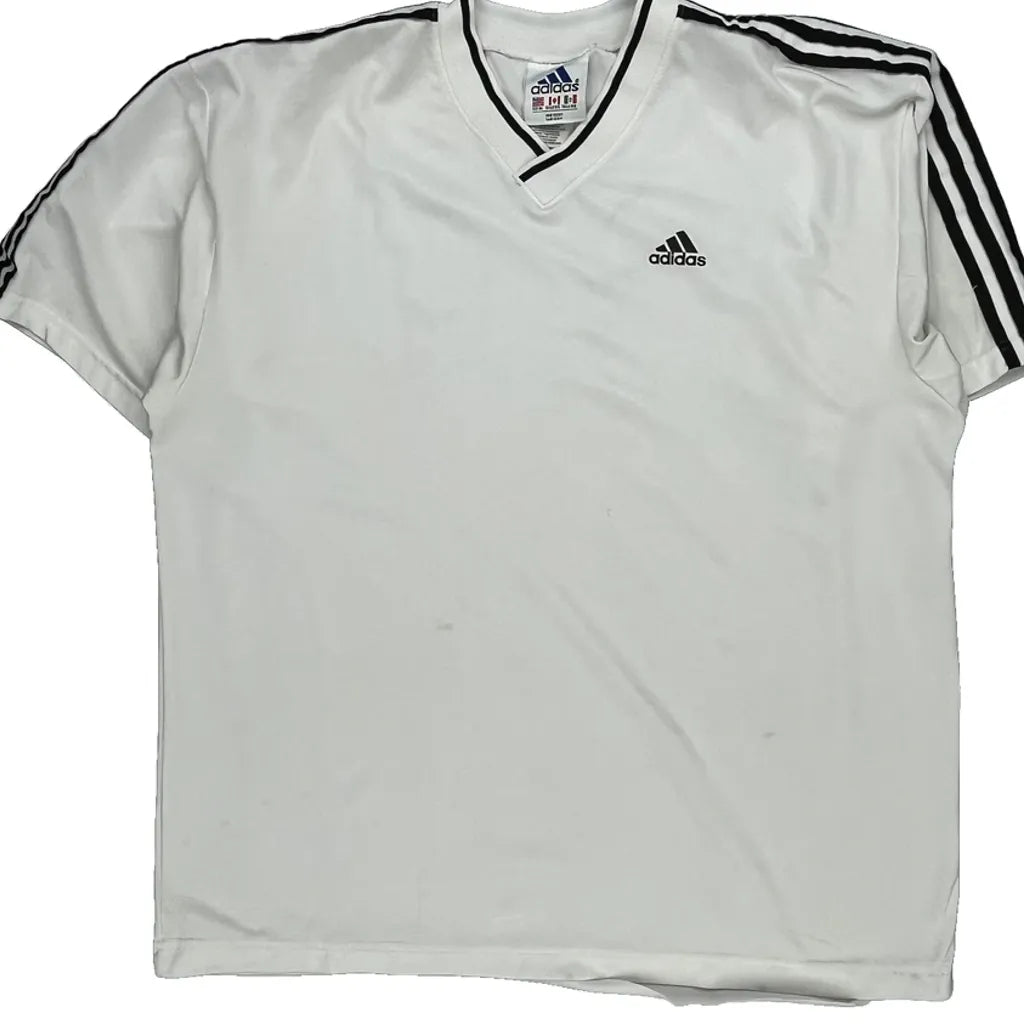 Adidas T-Shirt - XL White Polyester Refurbished - Thrifted (note: this is a term often used to describe second- refurbished available on Cerqular