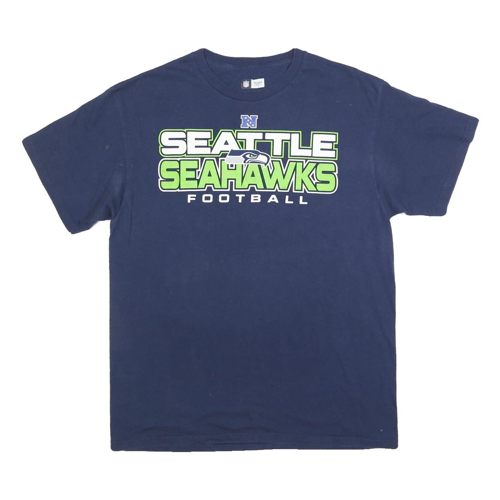 NFL Mens Blue Seattle Seahawks Football Graphic T-Shirt L Crew Neck Short Sleeve Refurbished - N/A refurbished available on Cerqular