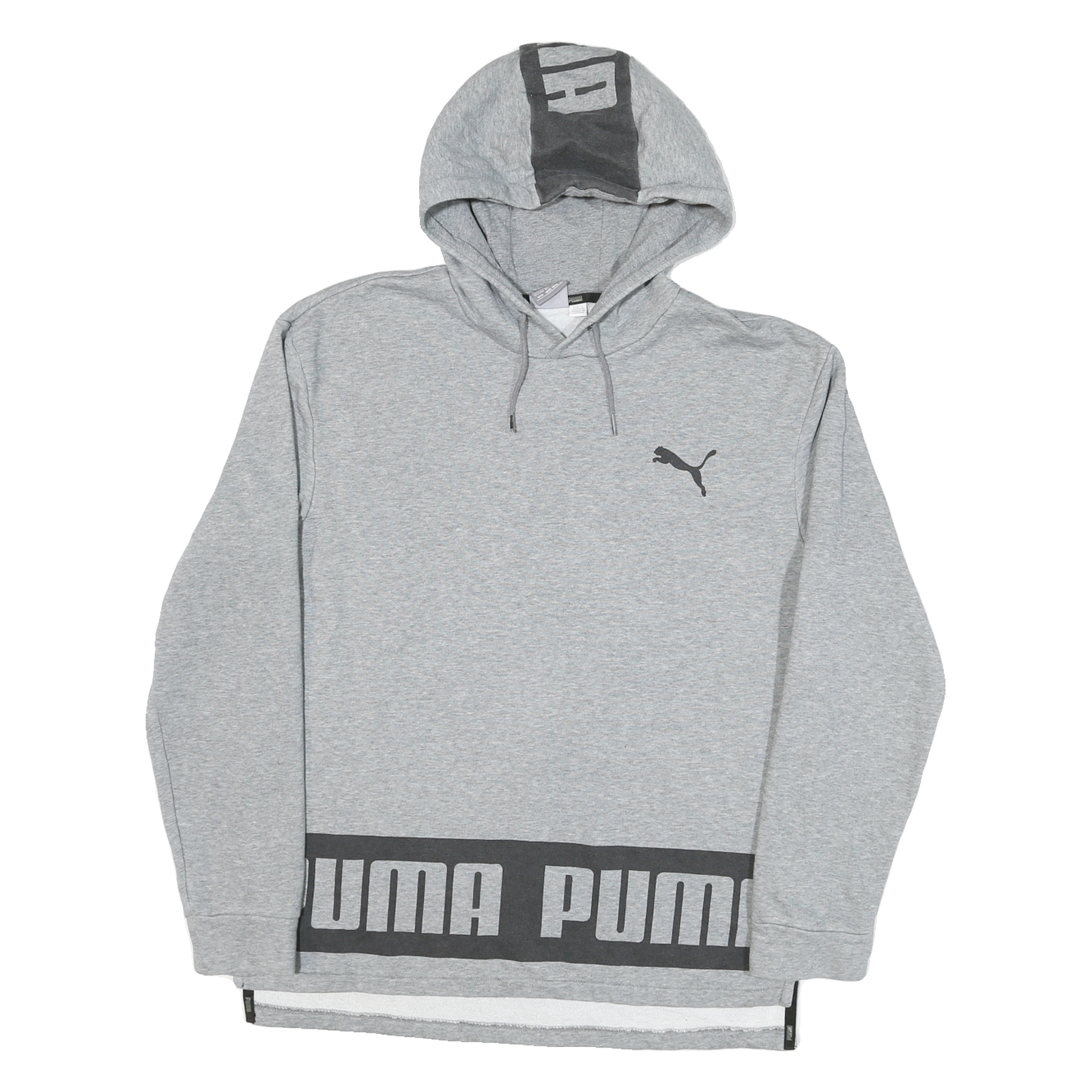 PUMA Mens Grey Cotton Blend Pullover Hoodie M Logo Print Refurbished - N/A refurbished available on Cerqular