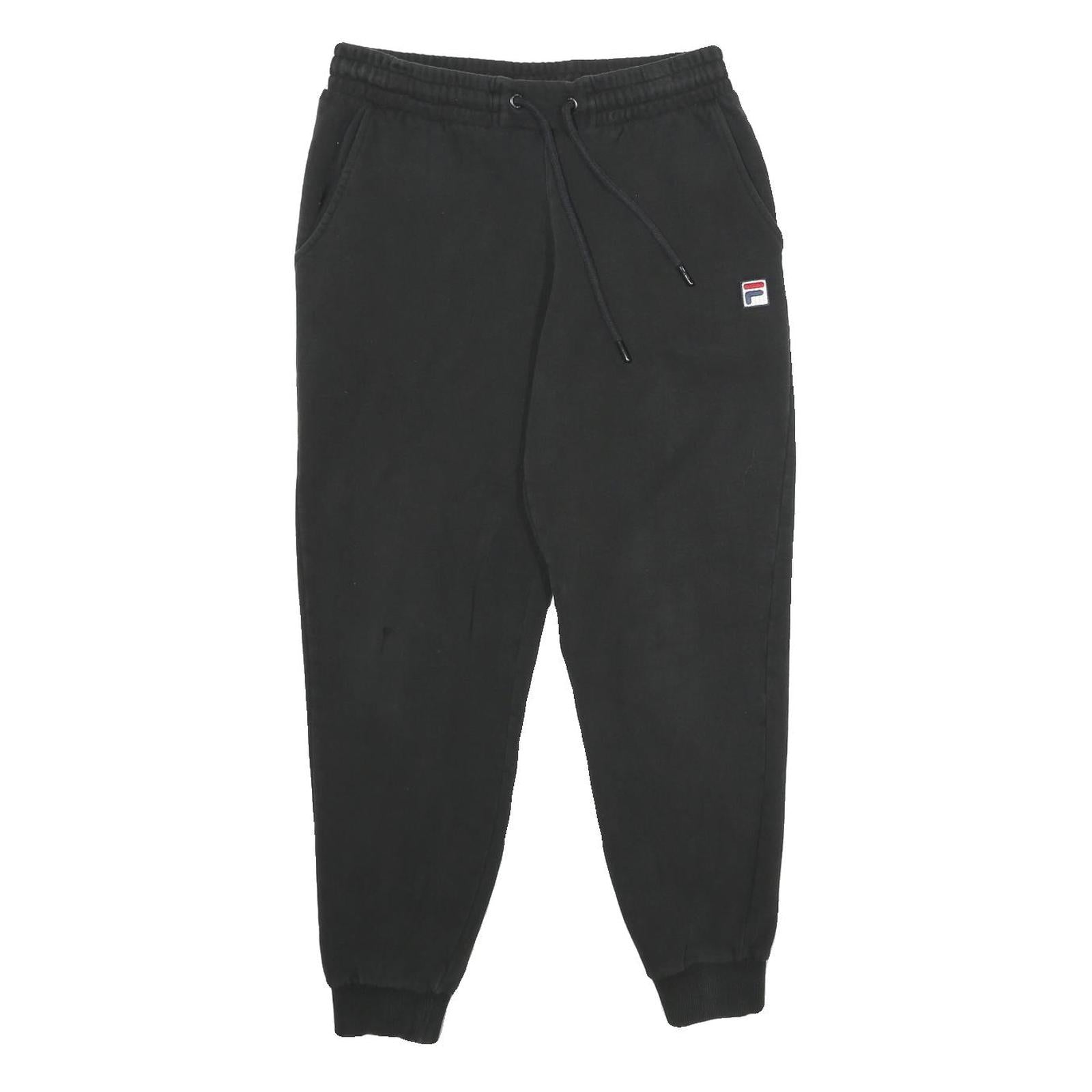 FILA Mens Joggers Black S W28 L26 Cotton Blend Slim Tapered Fit Casual Fila Logo Refurbished - N/A refurbished available on Cerqular